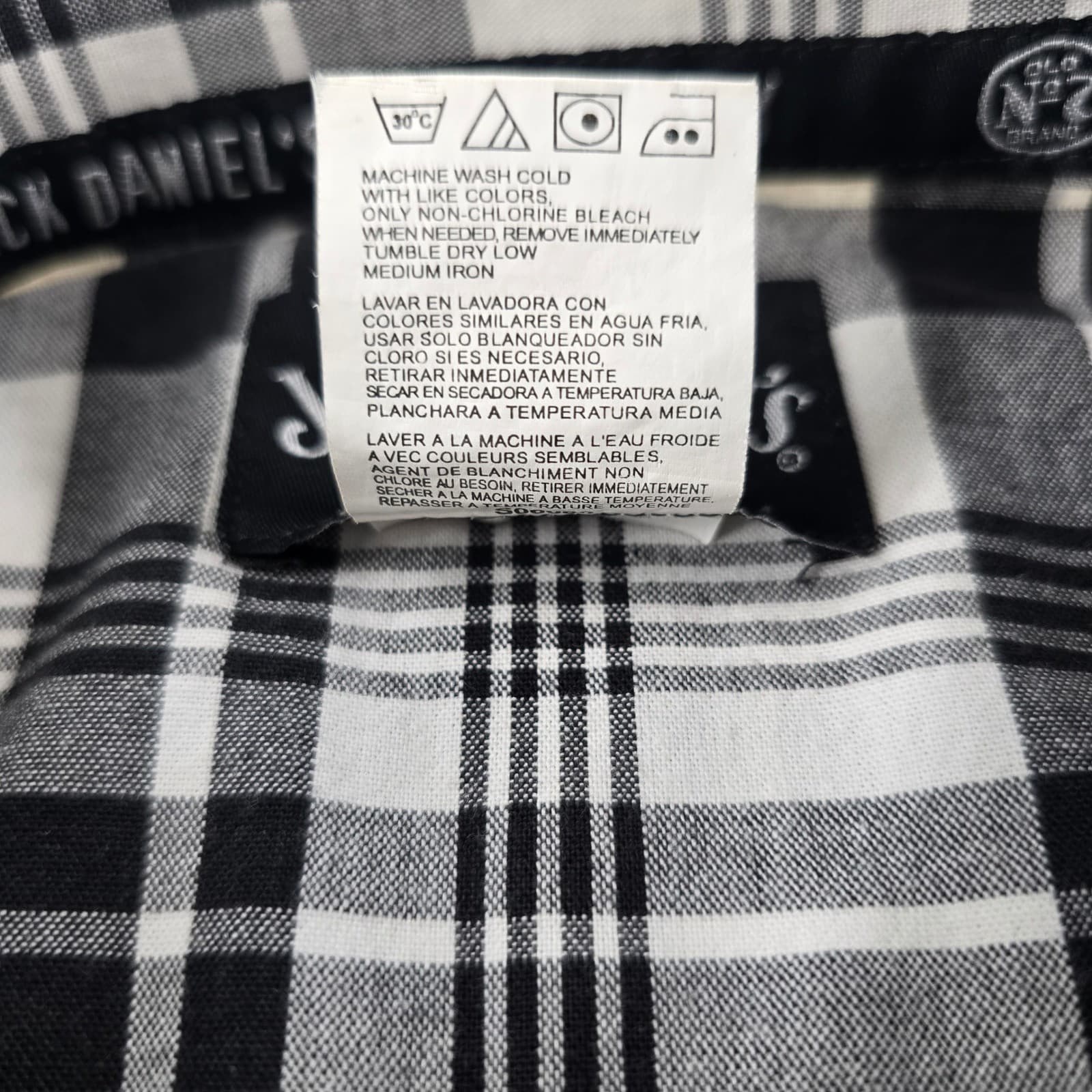 Wrangler Jack Daniels Mens Medium Button Up Shirt Black White Plaid MJD462M - Thumbnail 4