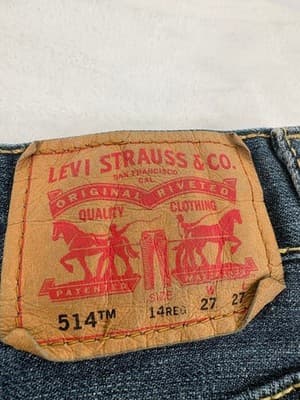 Levi's 514 Straight Boys Jeans Size 14 Reg W27 L27 Distressed Medium Wash Denim - Thumbnail 10
