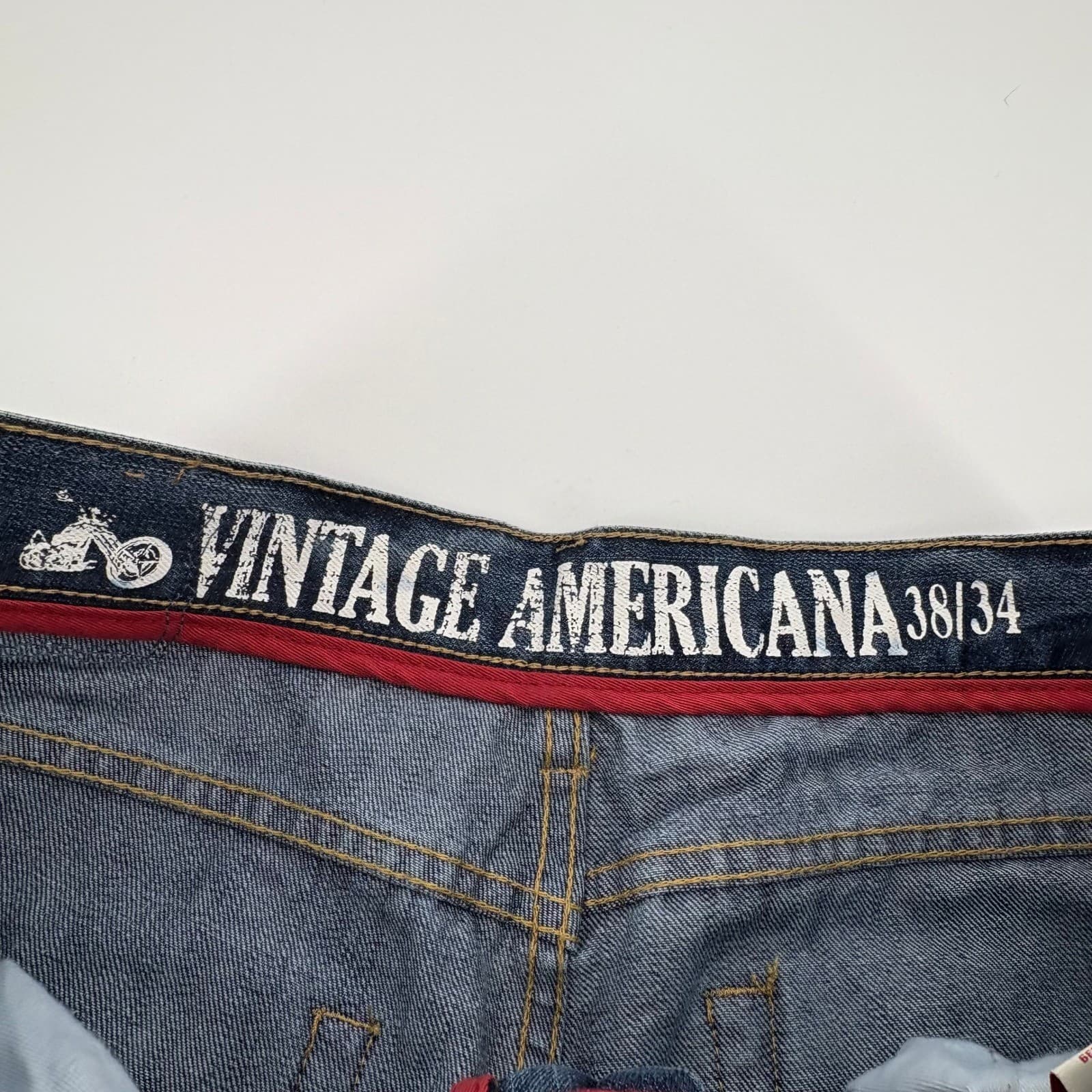 Vintage Americana Denim Outpost Jeans Mens 38/34 Distressed Motorcycle Moto - Thumbnail 6