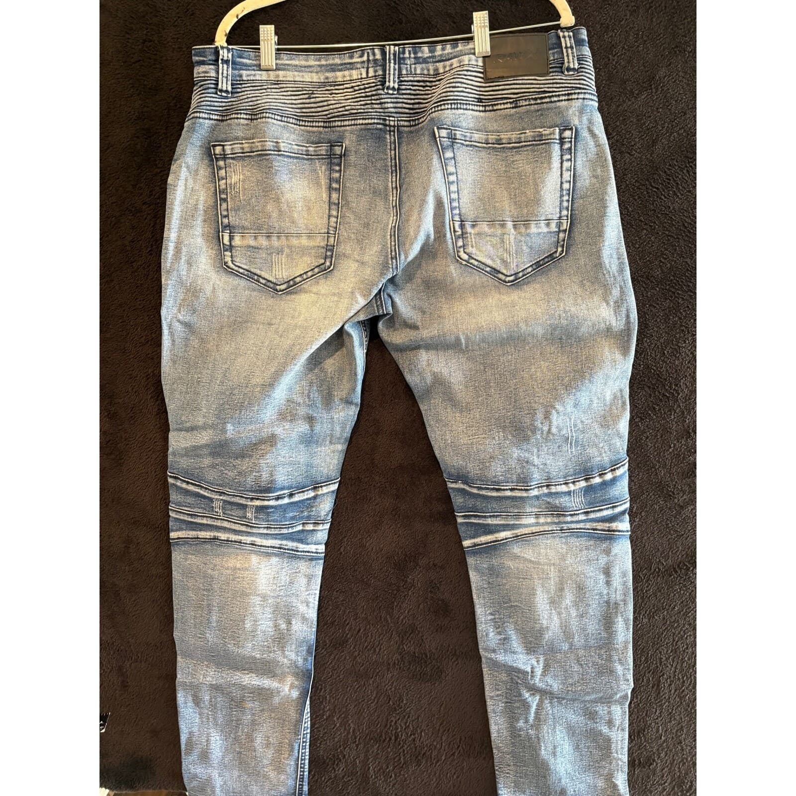 RAWX Distressed Denim Biker Jeans Ripped Knee Skinny Light Wash 32x30 - Thumbnail 5