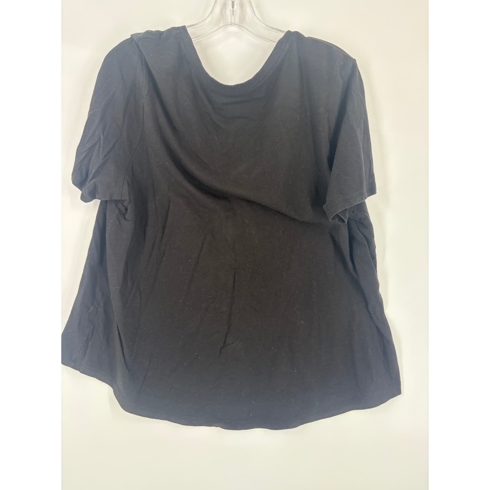 Terra Sky Black V Neck Short Sleeve T Shirt Top Plus Size 1X 16W 18W - Thumbnail 6