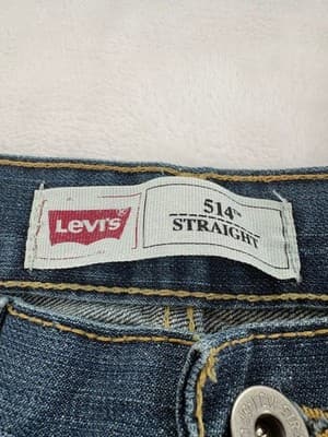 Levi's 514 Straight Boys Jeans Size 14 Reg W27 L27 Distressed Medium Wash Denim - Thumbnail 2