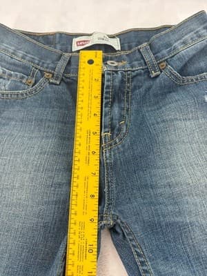 Levi's 514 Straight Boys Jeans Size 14 Reg W27 L27 Distressed Medium Wash Denim - Thumbnail 4