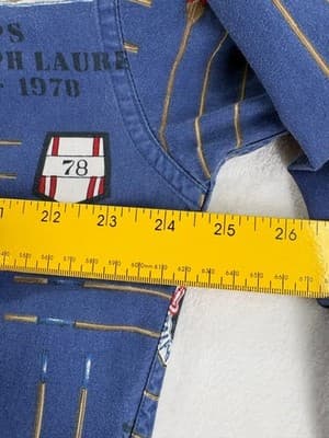 Vintage Chaps Ralph Lauren Nautical Sailboat All Over Print Button Shirt Mens L - Thumbnail 3