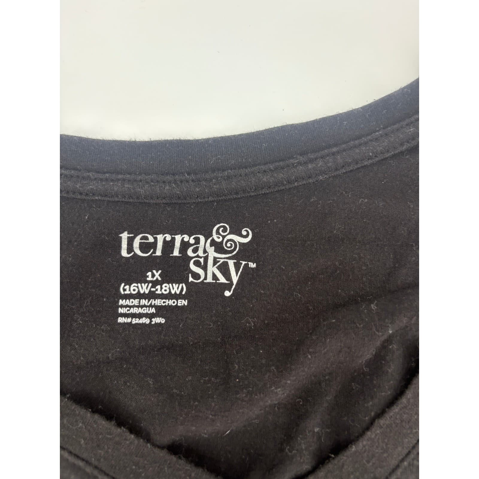 Terra Sky Black V Neck Short Sleeve T Shirt Top Plus Size 1X 16W 18W - Thumbnail 2