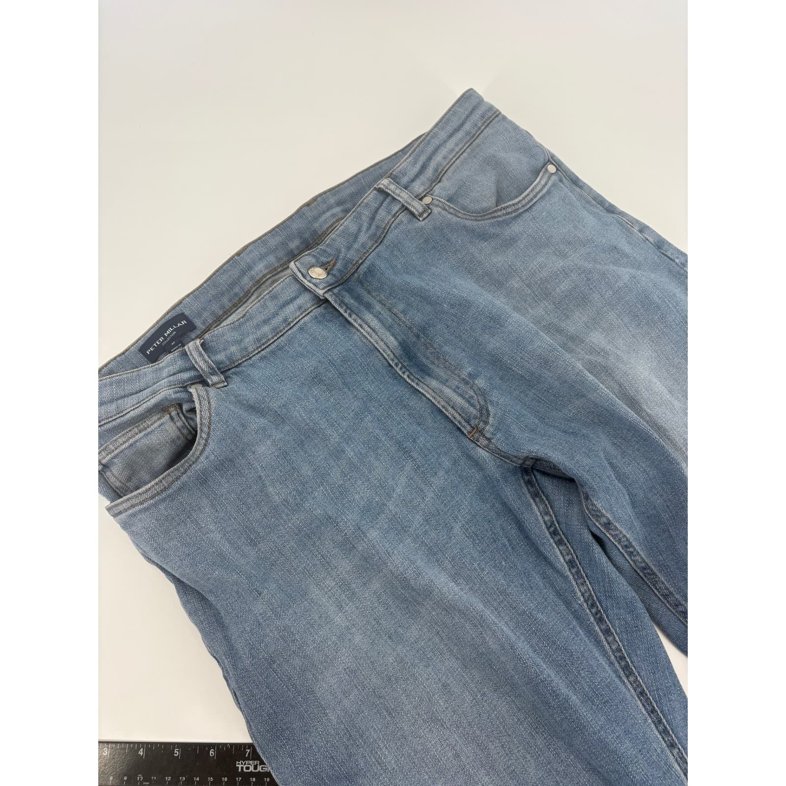 Peter Millar Collection Mens Jeans 40x33 Light Wash Button Fly Cotton Blend