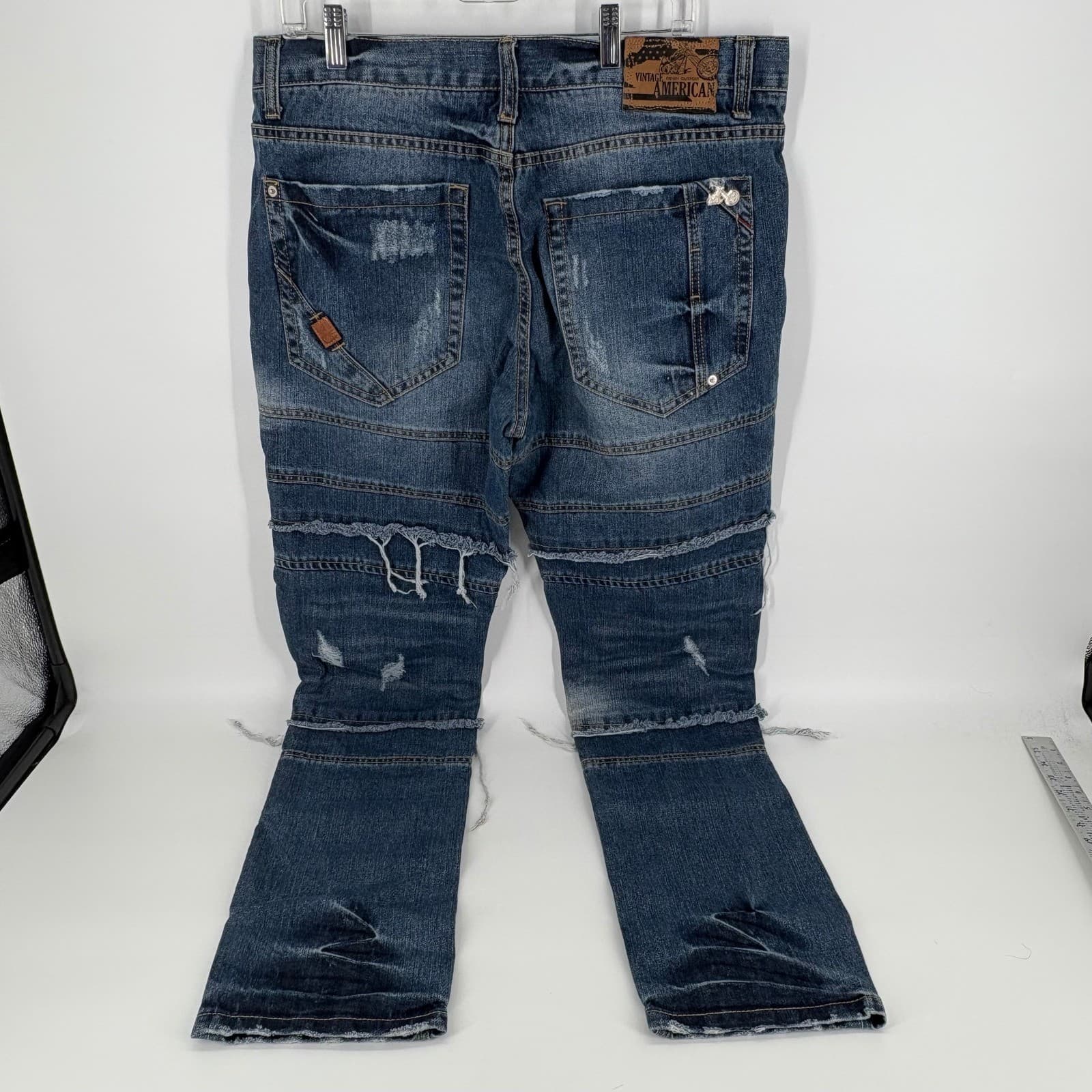 Vintage Americana Denim Outpost Jeans Mens 38/34 Distressed Motorcycle Moto - Thumbnail 2
