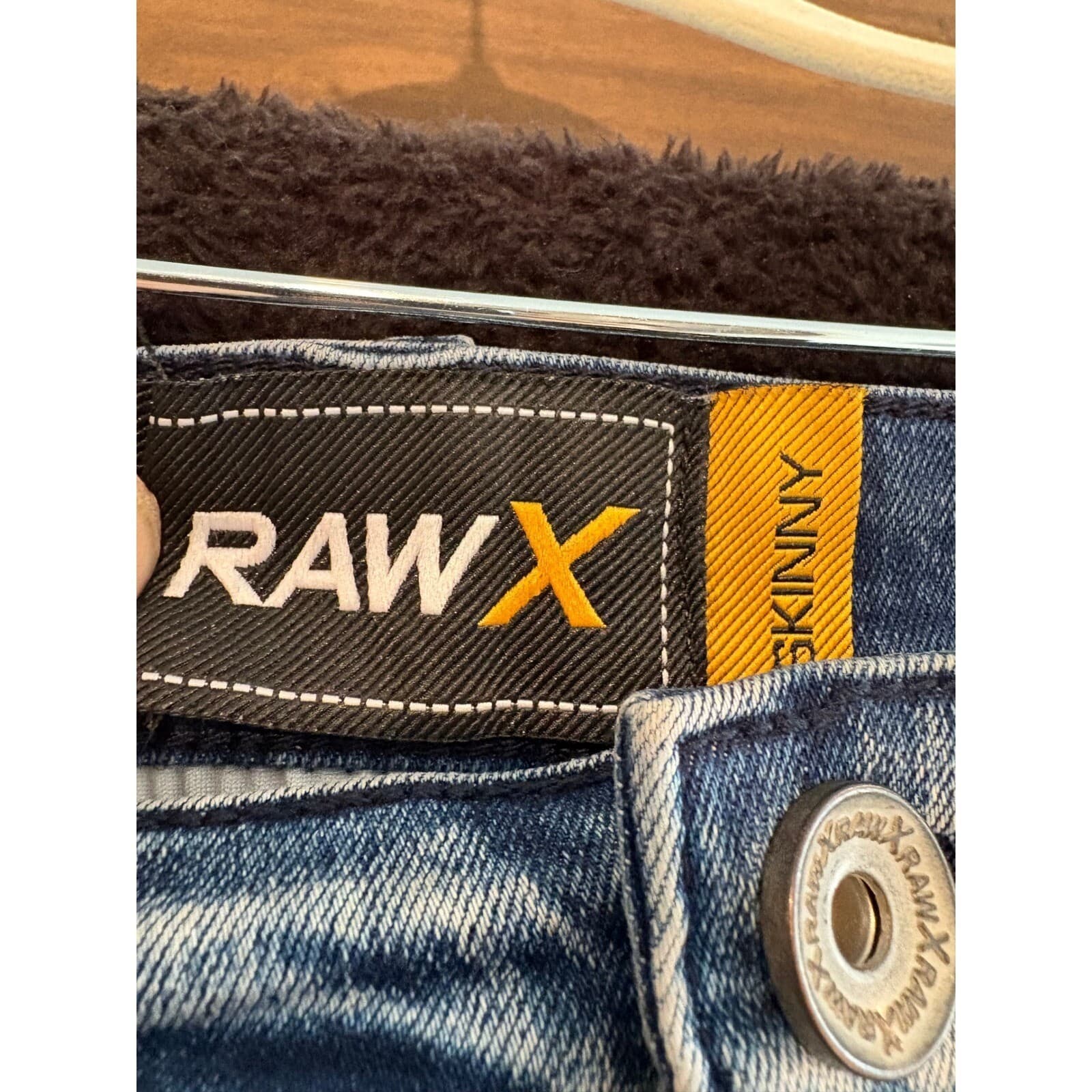 RAWX Distressed Denim Biker Jeans Ripped Knee Skinny Light Wash 32x30 - Thumbnail 2