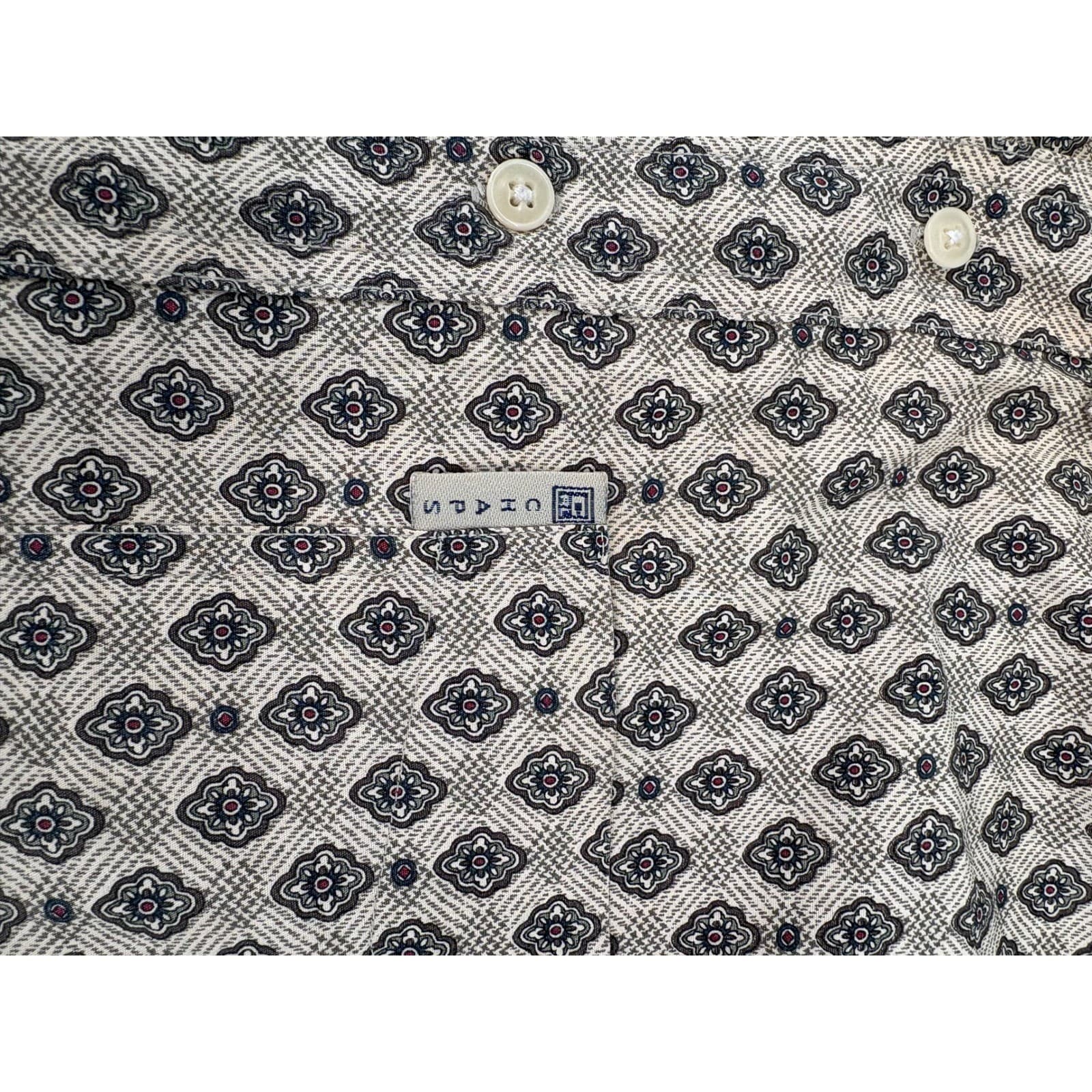 Chaps Ralph Lauren Mens L Button Down Shirt Long Sleeve Beige Geometric Print - Thumbnail 4