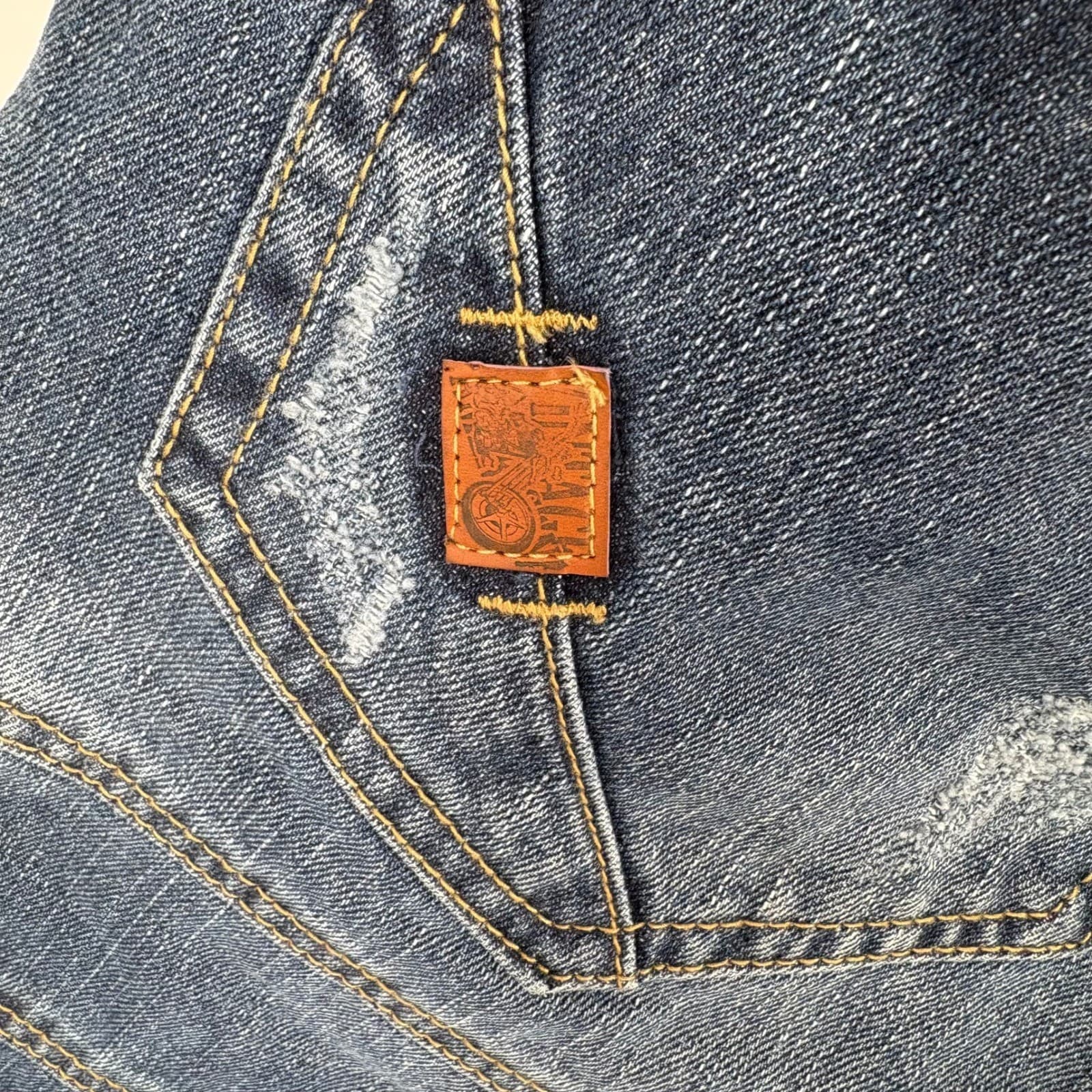 Vintage Americana Denim Outpost Jeans Mens 38/34 Distressed Motorcycle Moto - Thumbnail 4