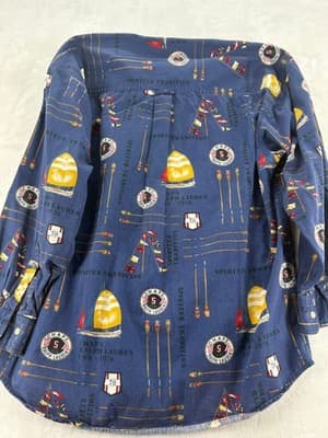 Vintage Chaps Ralph Lauren Nautical Sailboat All Over Print Button Shirt Mens L - Thumbnail 6