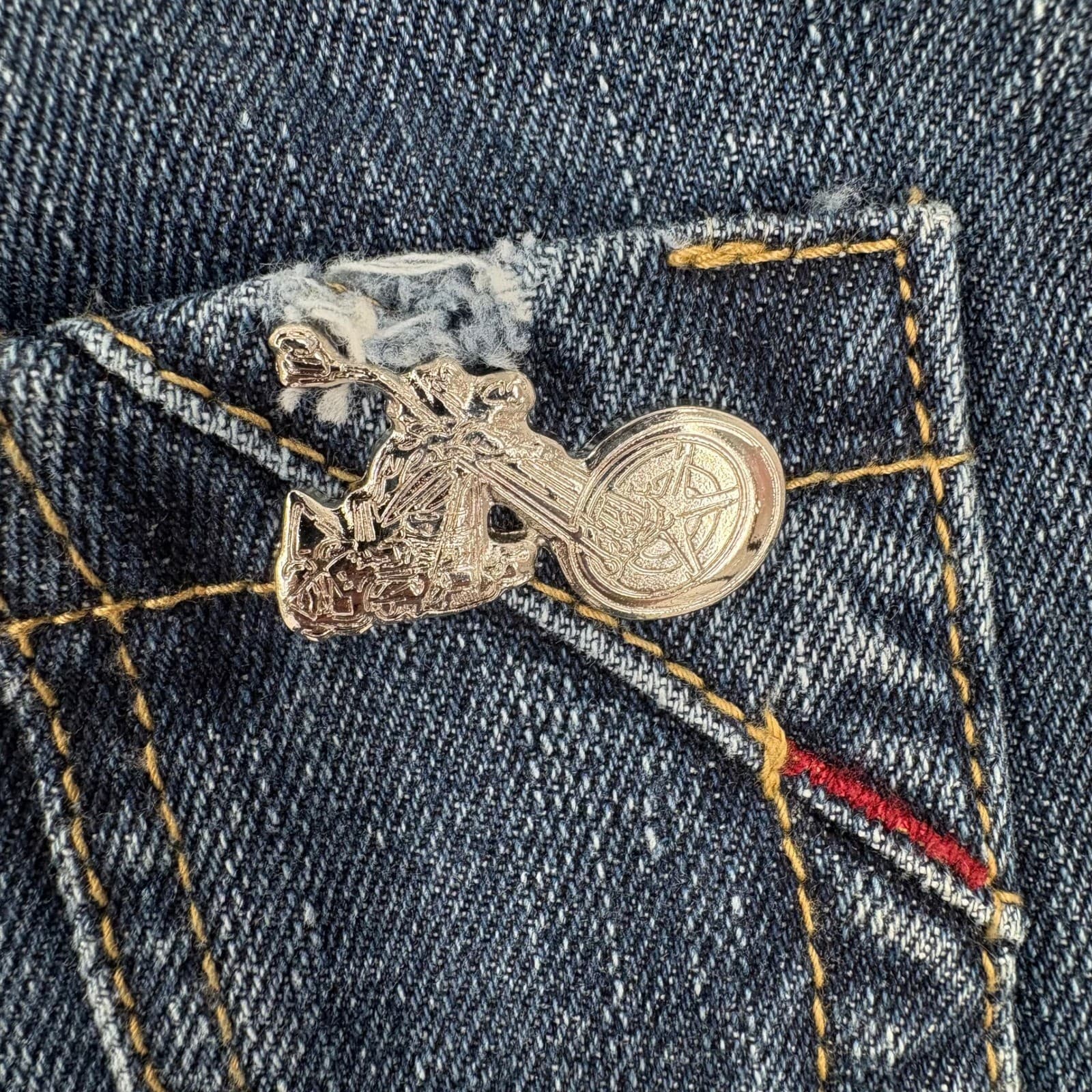 Vintage Americana Denim Outpost Jeans Mens 38/34 Distressed Motorcycle Moto - Thumbnail 5