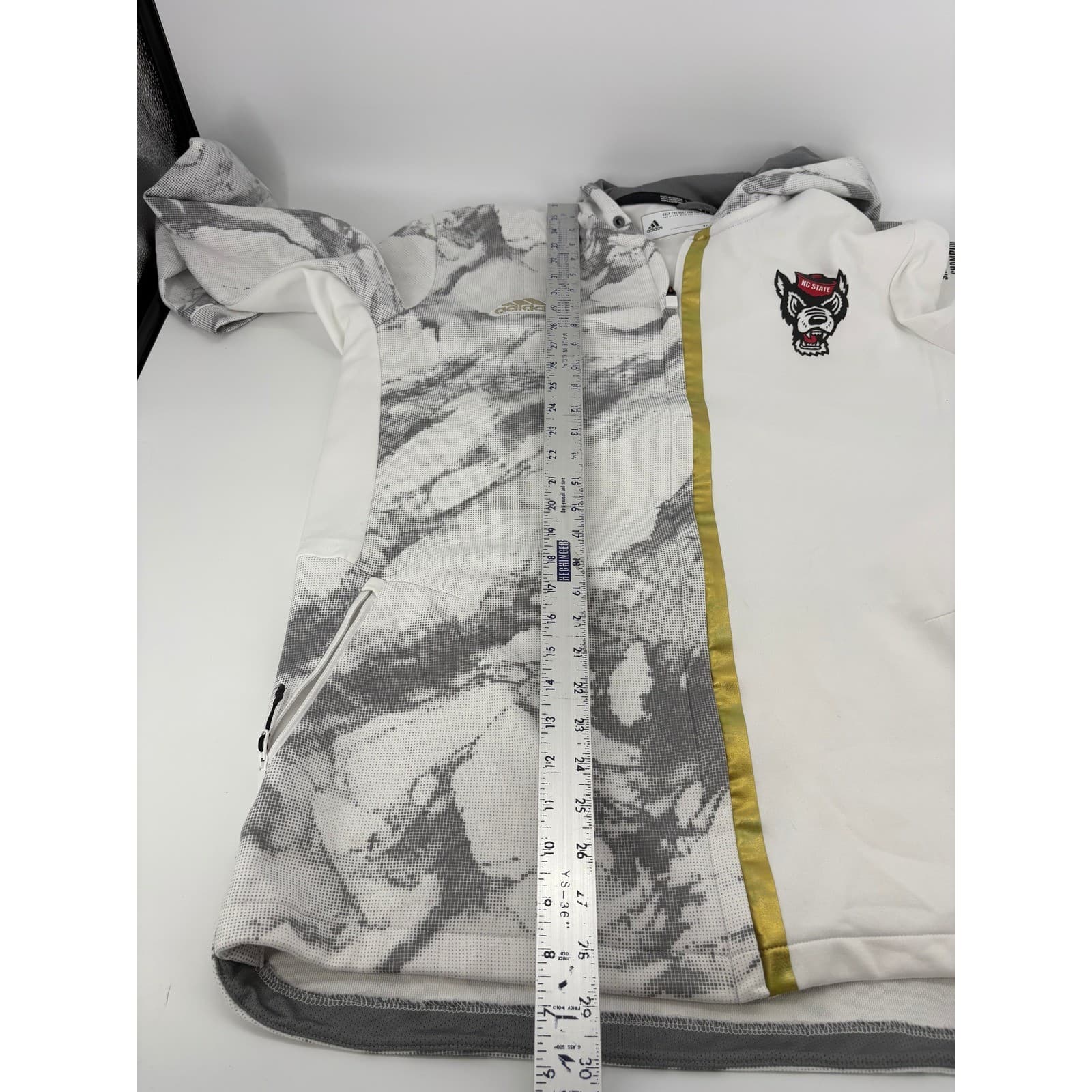 Adidas NC State Wolfpack Marble Gold Trim Full Zip Hoodie Jacket XLT - Thumbnail 9