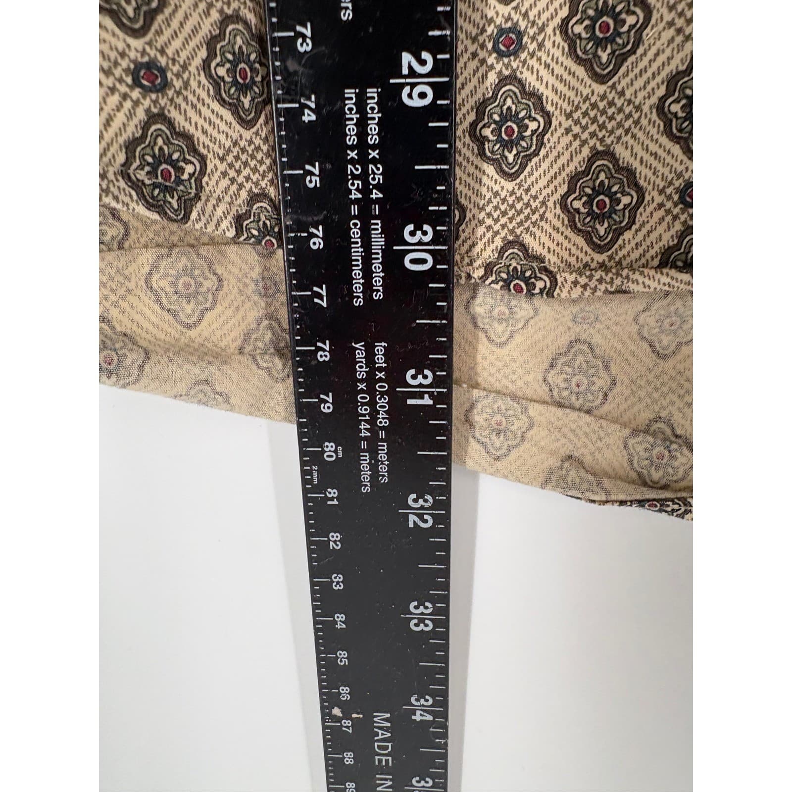 Chaps Ralph Lauren Mens L Button Down Shirt Long Sleeve Beige Geometric Print - Thumbnail 2