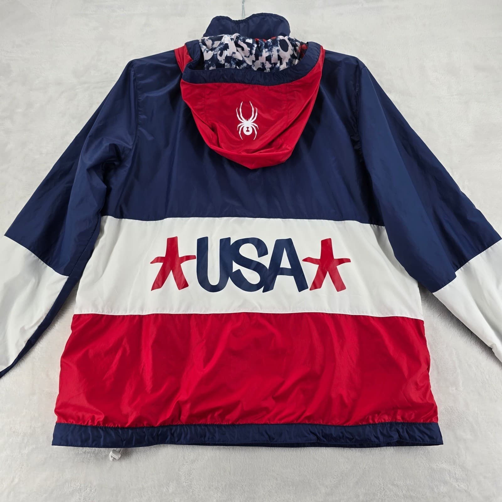 Spyder Anorak Mens XL Jacket Navy Blue Red White USA 2022 Eric Haze Windbreaker - Thumbnail 7