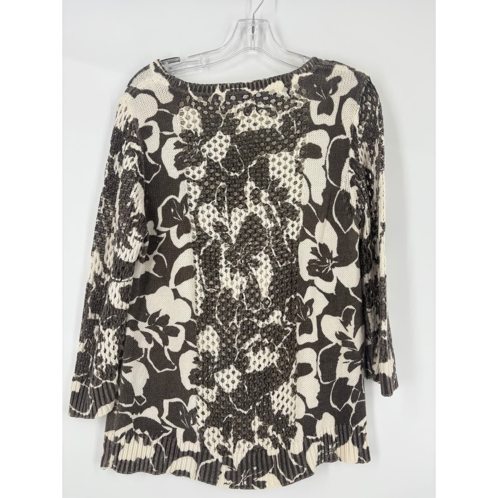 WEEKENDS BY CHICOS Sweater Knit Floral Print Mesh Sequin Accent Size 1 - Thumbnail 2