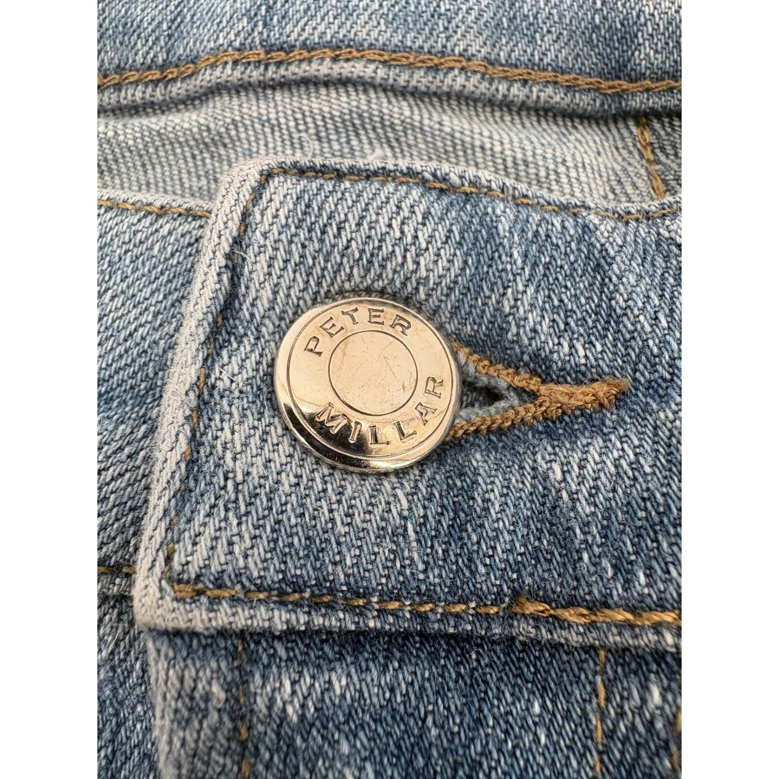 Peter Millar Collection Mens Jeans 40x33 Light Wash Button Fly Cotton Blend - Thumbnail 5