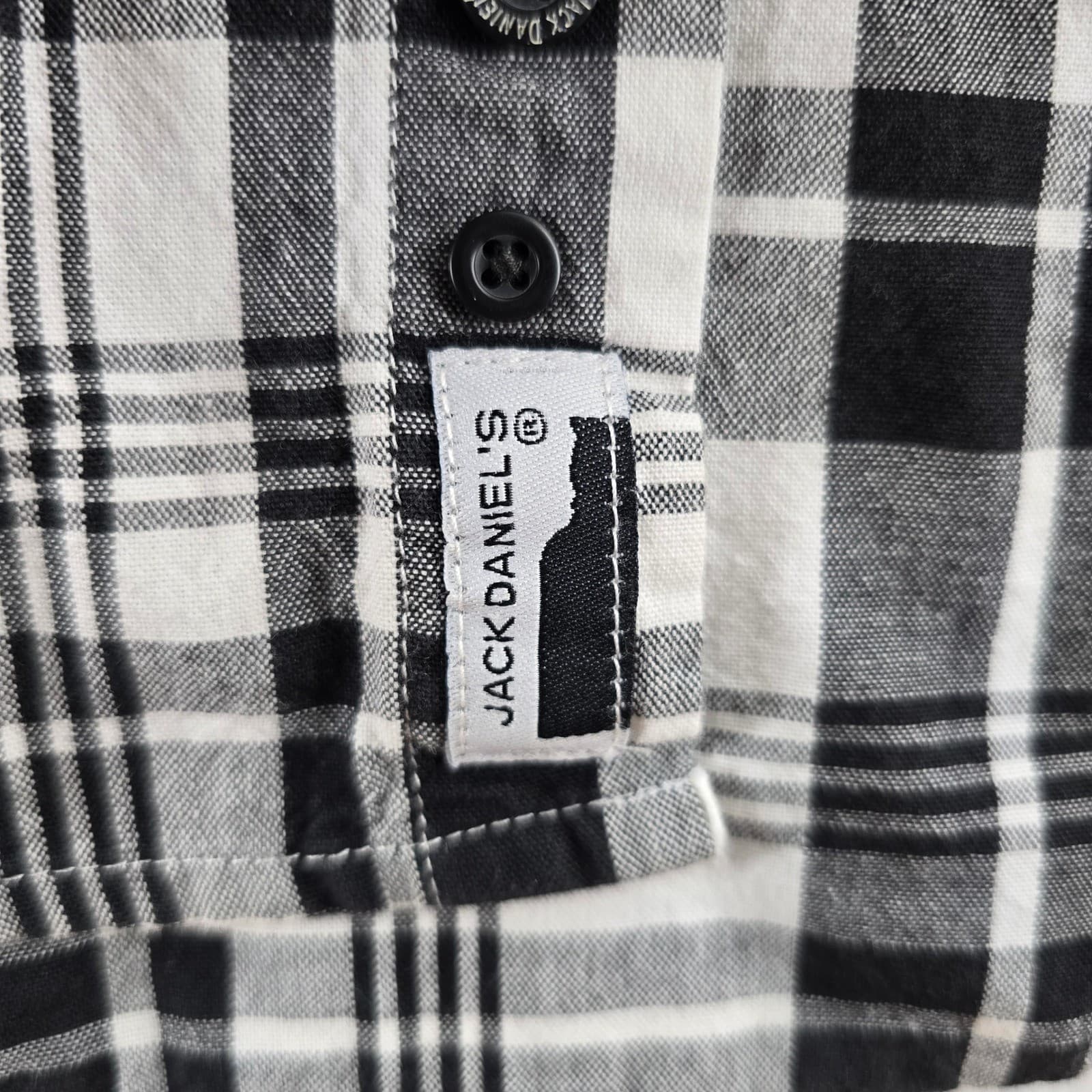 Wrangler Jack Daniels Mens Medium Button Up Shirt Black White Plaid MJD462M - Thumbnail 8