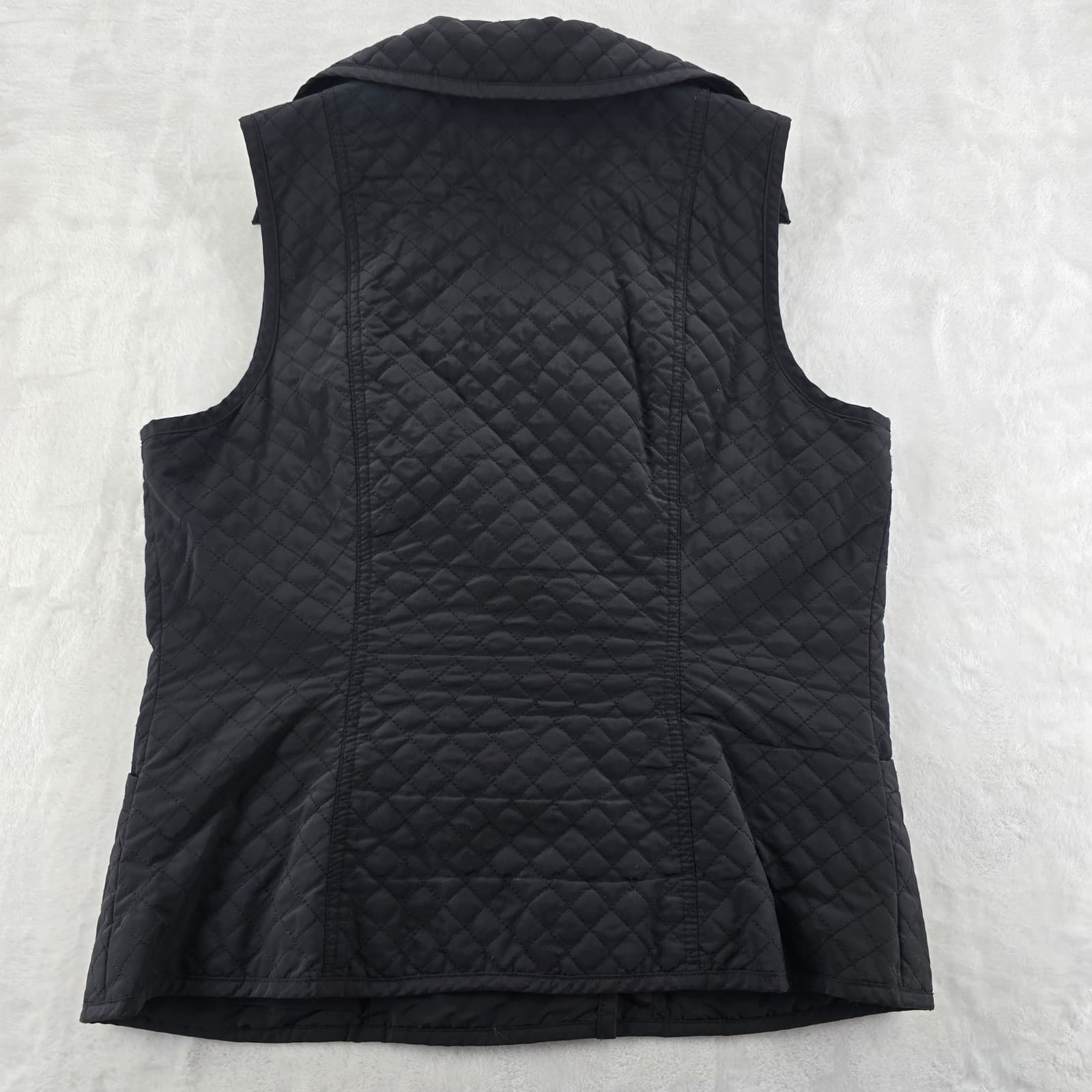Talbots Vest Womens M Quilted Double Breasted Black Sleeveless Jacket Pockets - Thumbnail 7