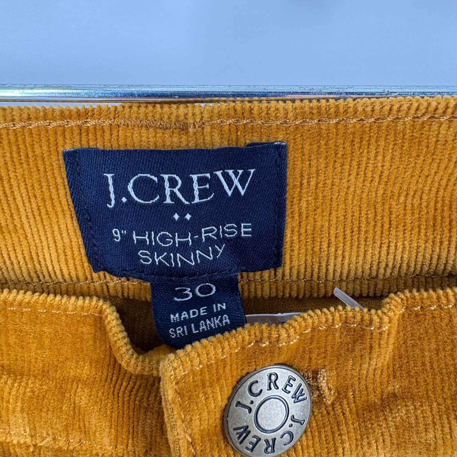 J. Crew Womens 9" High-Rise Skinny Corduroy Pants Button Fly Size 30 ORO - Thumbnail 2
