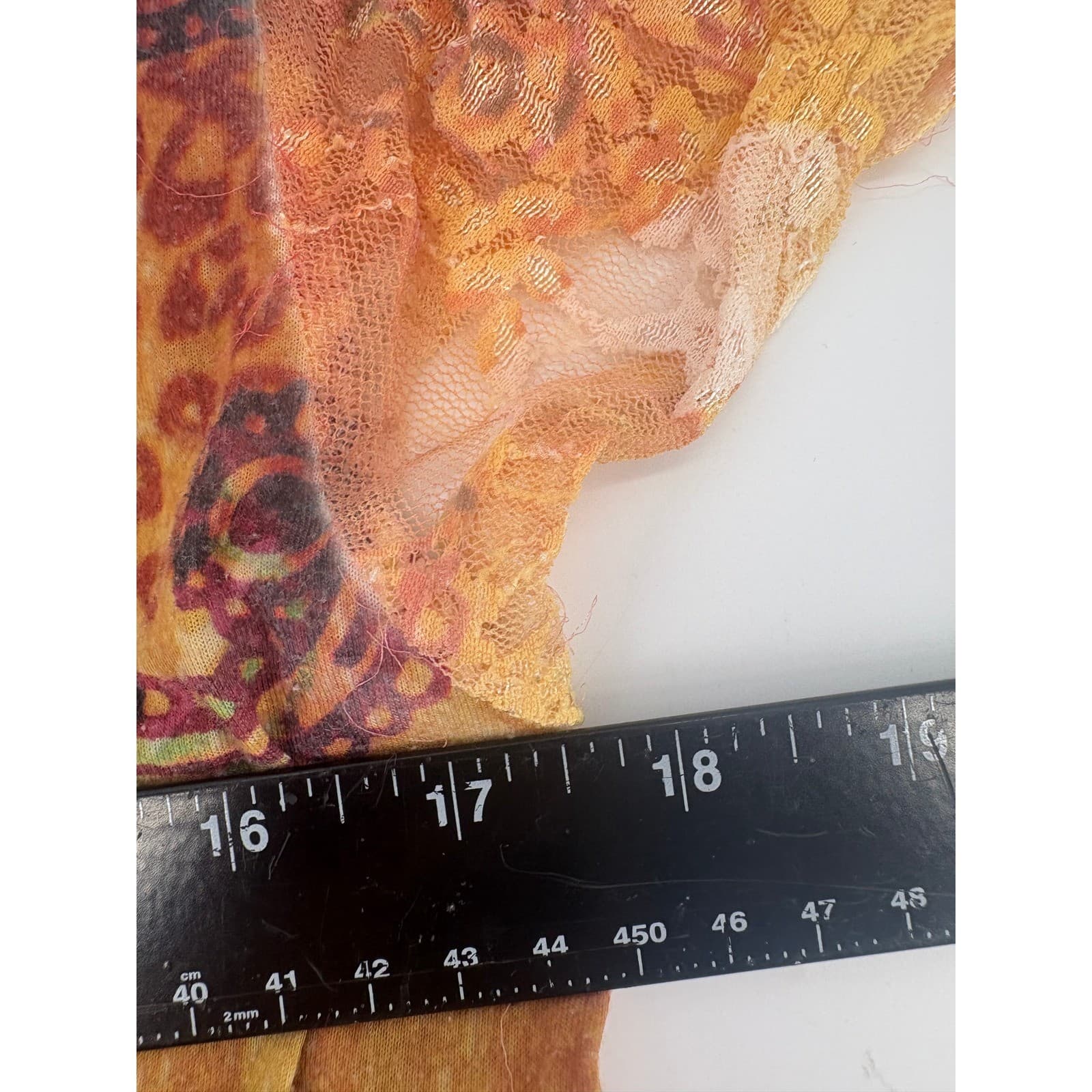 Chicos Size 1 Floral Print Sheer Lace Top Orange Brown Women's - Thumbnail 4