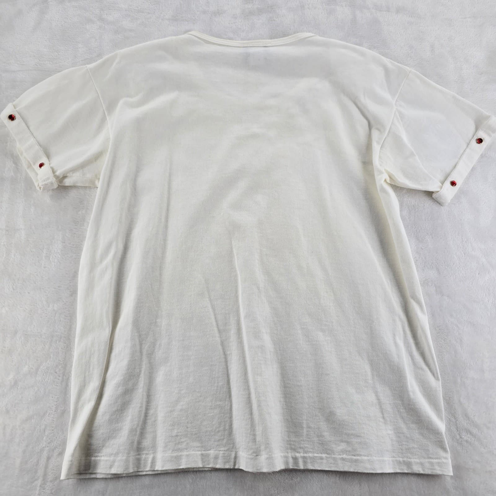 Jaxie's T-Shirt Womens L T-Shirt White Military Crest Embellished Vintage USA - Thumbnail 6
