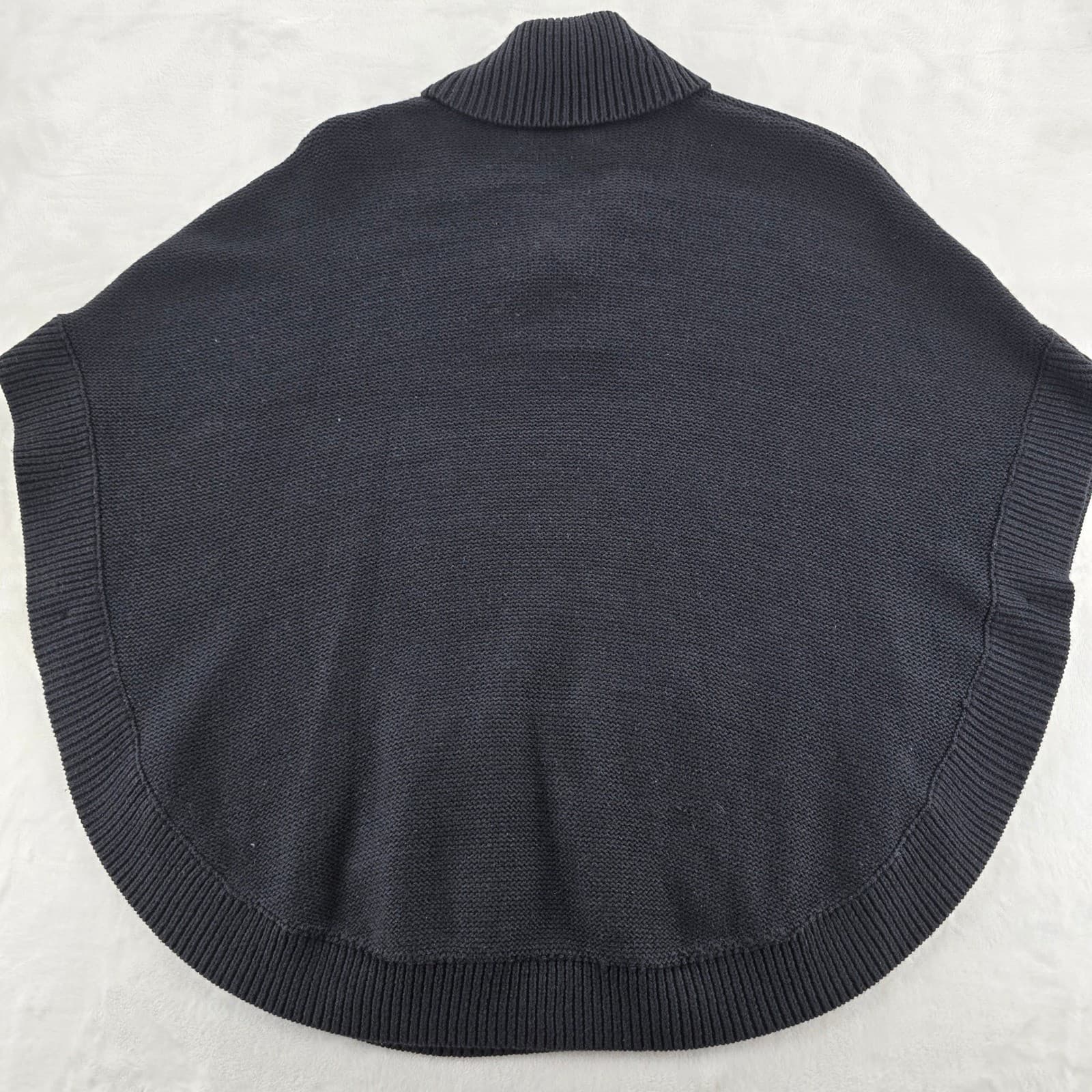 Lauren Ralph Lauren Poncho Womens M Sweater Navy Blue Knit Shawl Collar NWT - Thumbnail 8