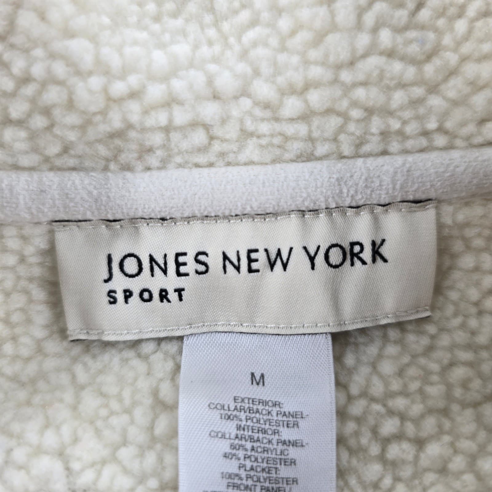 Jones New York Sport Vest Womens Medium Vest Cream Quilted Sherpa Collar - Thumbnail 4
