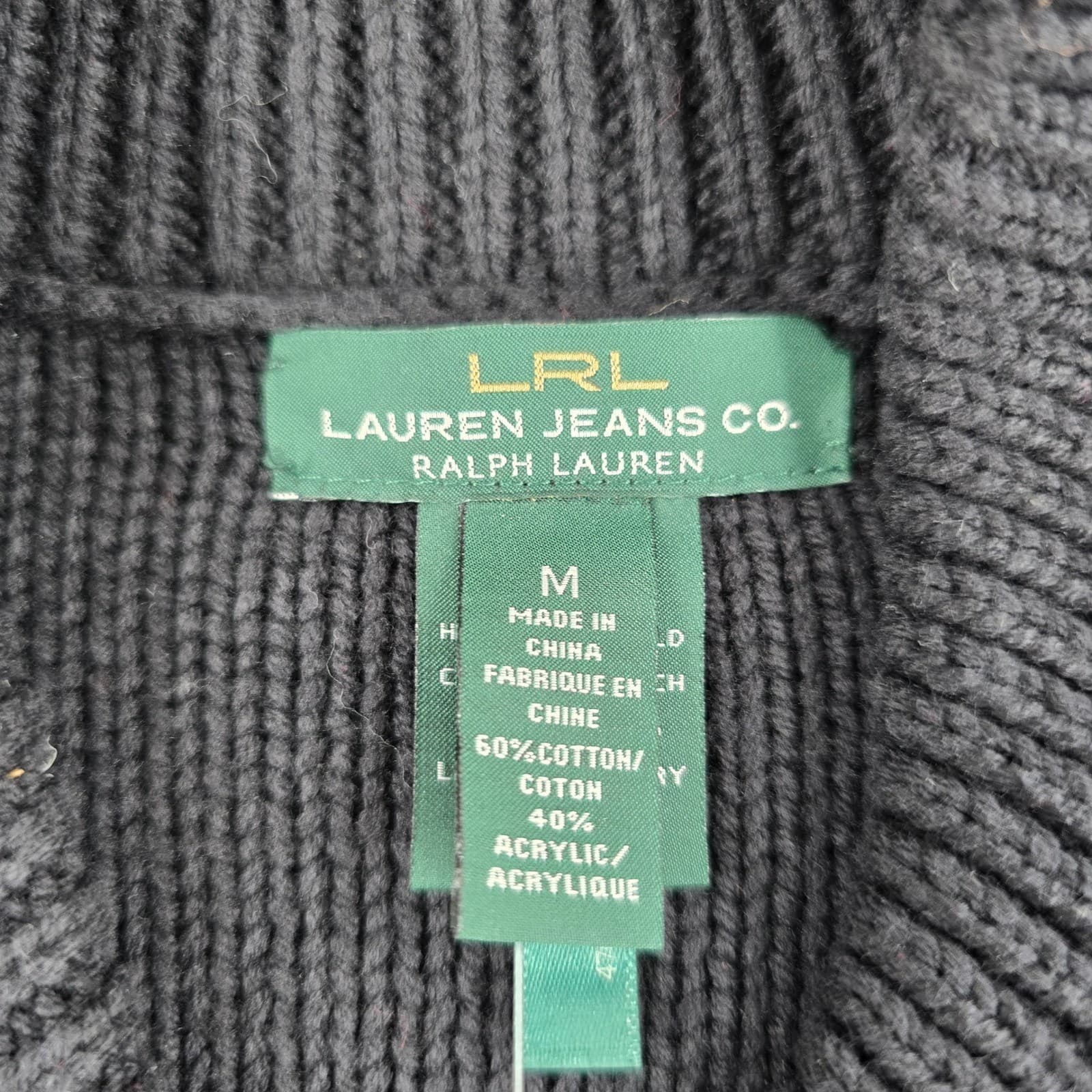 Lauren Ralph Lauren Poncho Womens M Sweater Navy Blue Knit Shawl Collar NWT - Thumbnail 3