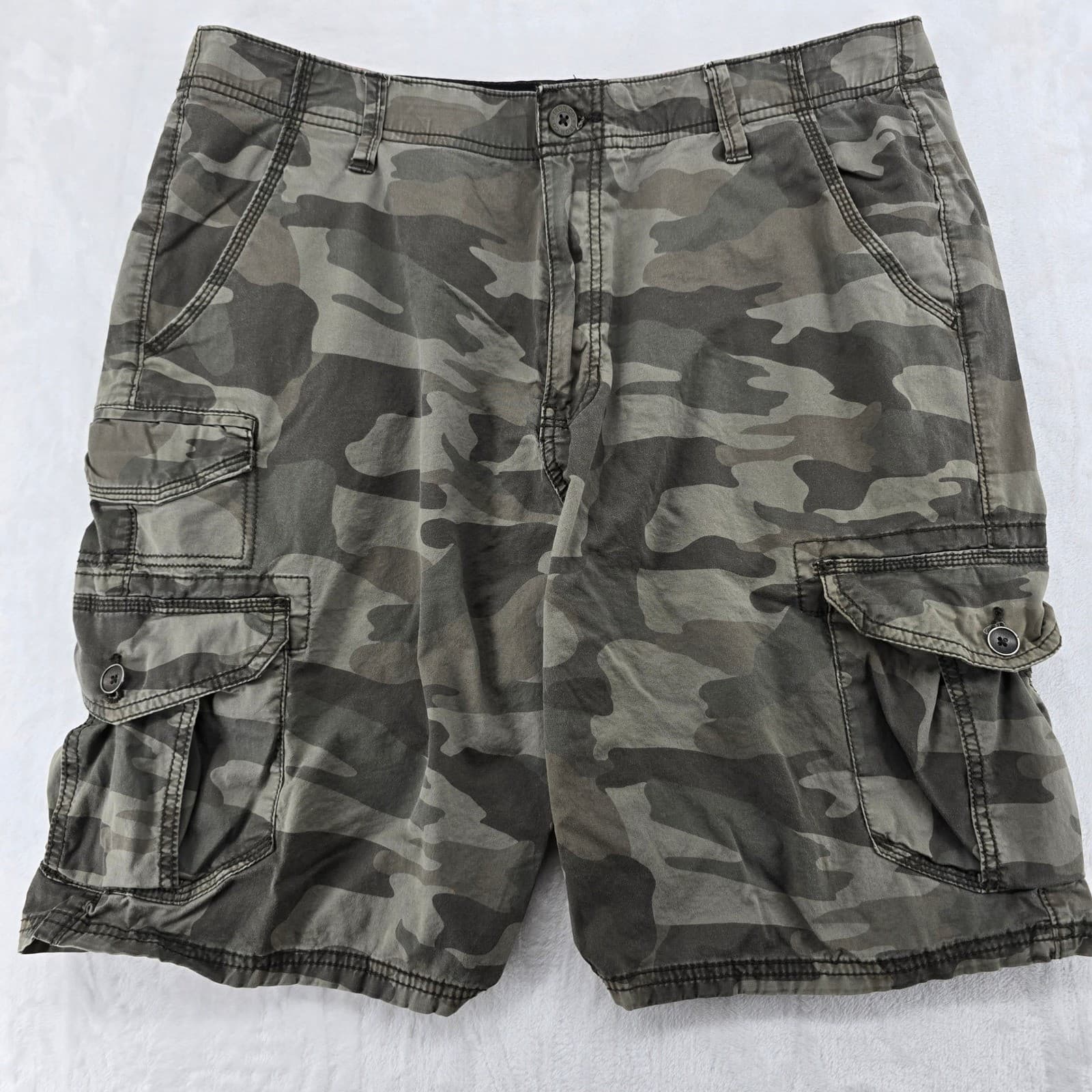 Black Iron Cargo Shorts Mens 36 Cargo Shorts Canteen Camo 1470742S Stretch Green - Thumbnail 8