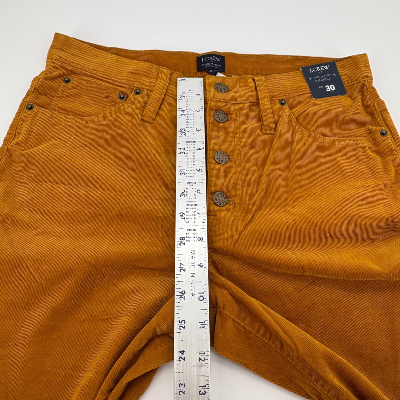 J. Crew Womens 9" High-Rise Skinny Corduroy Pants Button Fly Size 30 ORO - Thumbnail 7
