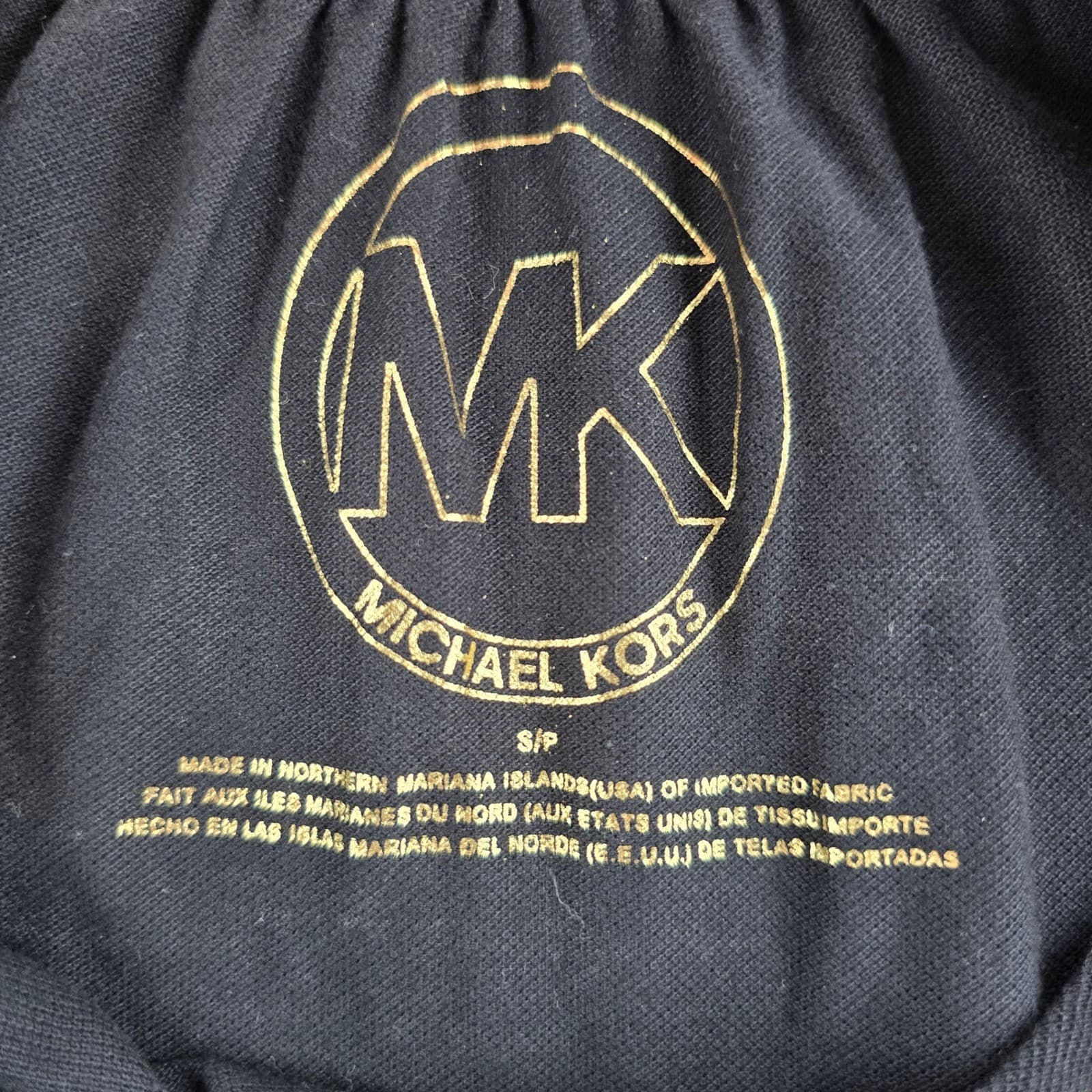 Michael Kors Top Womens Small Shirt Black Grommet Neck Short Sleeve Cotton - Thumbnail 2