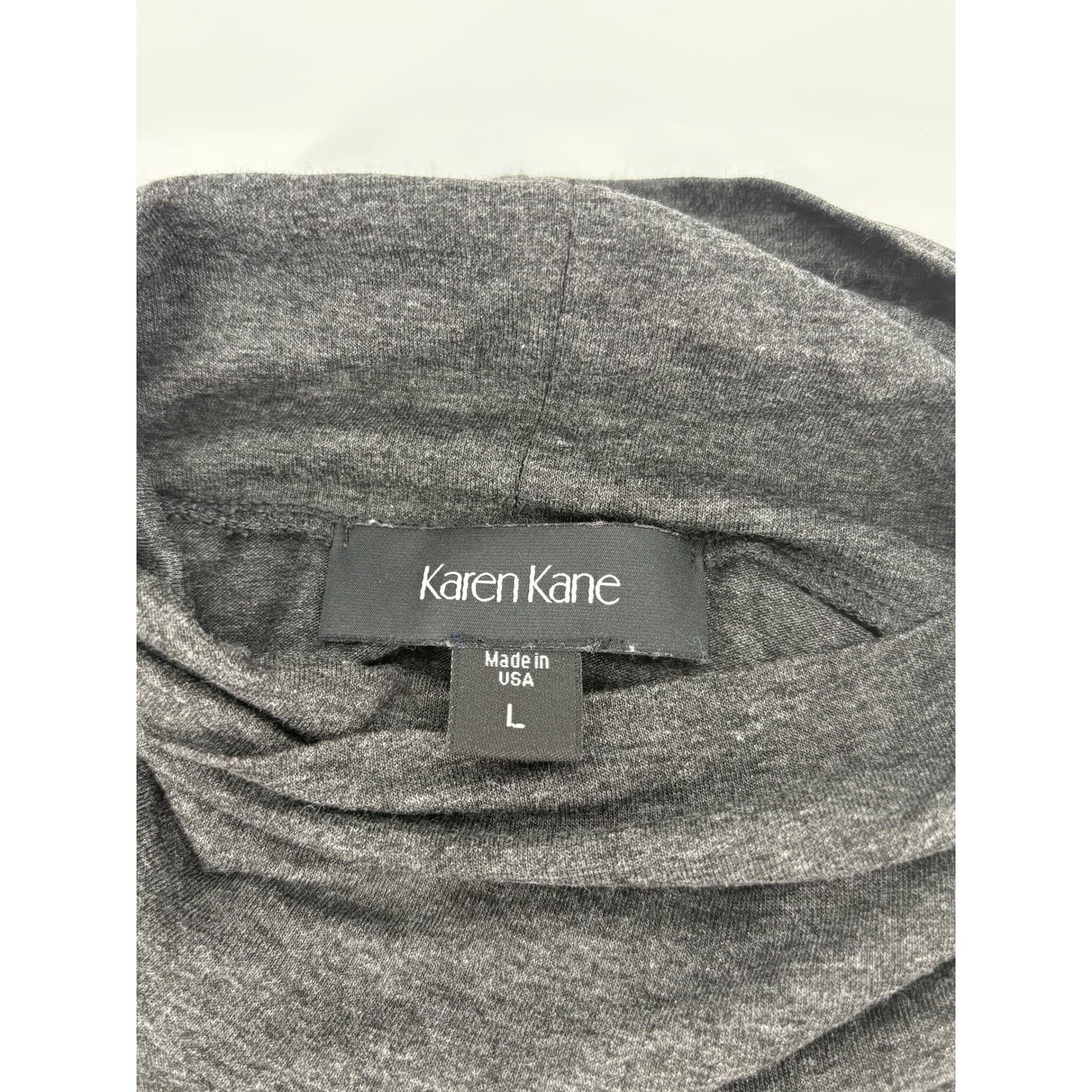 Karen Kane Women's Gray Long Sleeve Turtleneck Top Made in USA Size L - Thumbnail 3