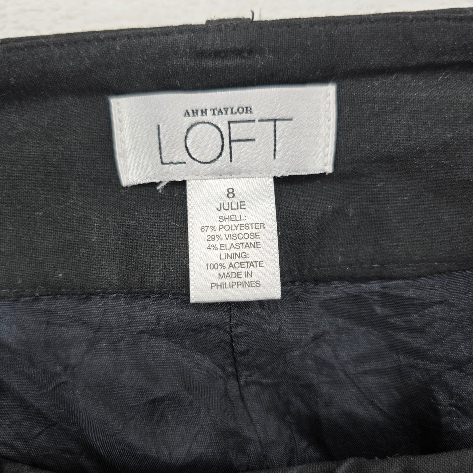 Ann Taylor LOFT Julie Pants Womens 8 Trousers Black Wide Leg Stretch Career - Thumbnail 2