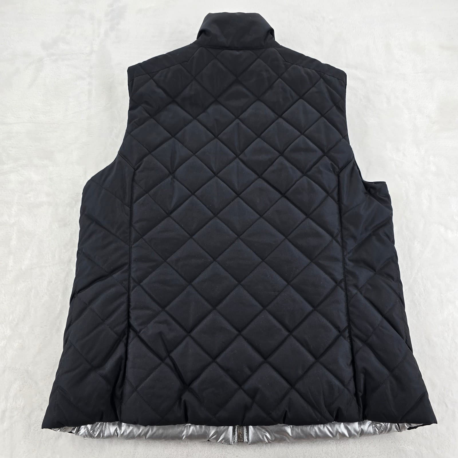 Unbranded Puffer Vest Womens L Vest Black Silver Reversible Quilted Full Zip - Thumbnail 5