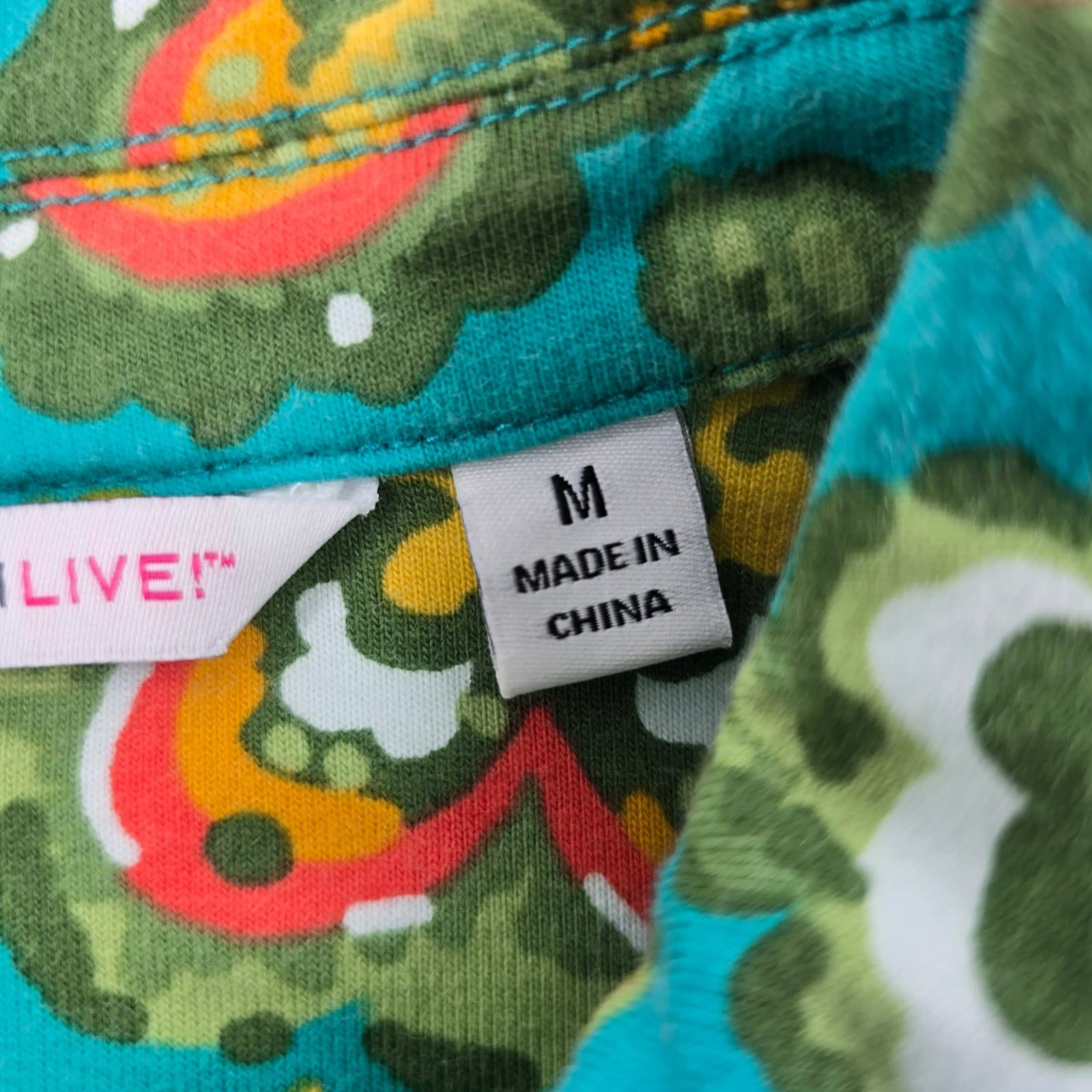 Isaac Mizrahi Live Jacket Womens M Jacket Teal Green Floral Cotton Spandex AE141 - Thumbnail 3