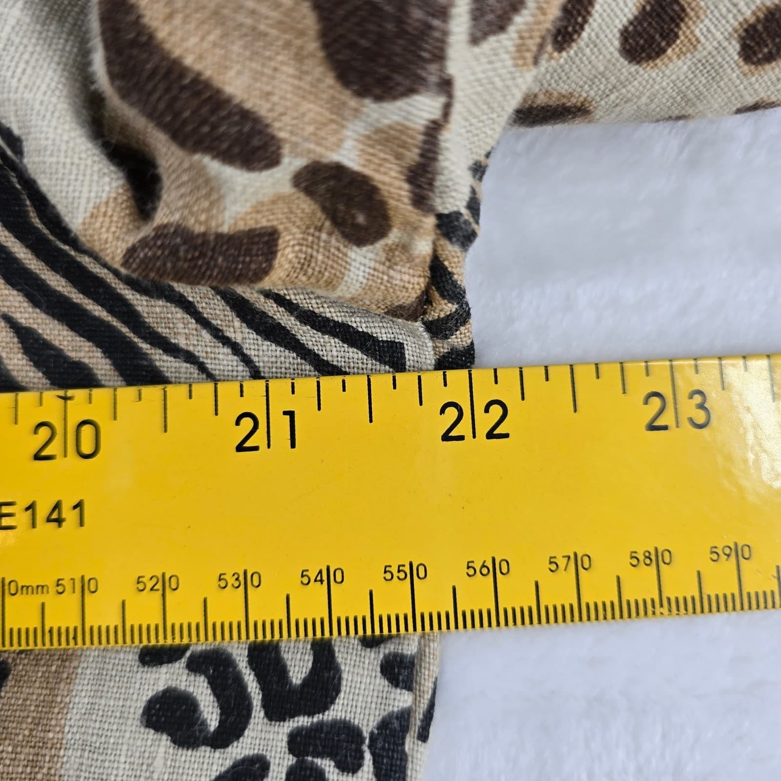 Hot Cotton Pant Set Womens Medium 3pc Linen Brown Animal Print Mixed Media - Thumbnail 5