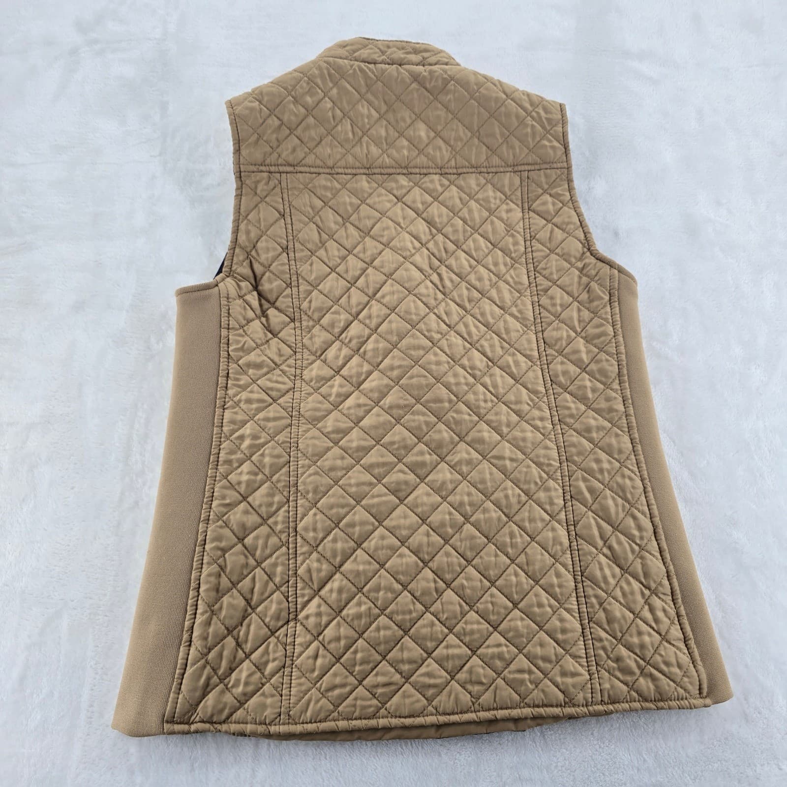 Kim Rogers Quilted Vest Womens PS Vest Tan Full Zip Plaid Lining Mock Neck - Thumbnail 7