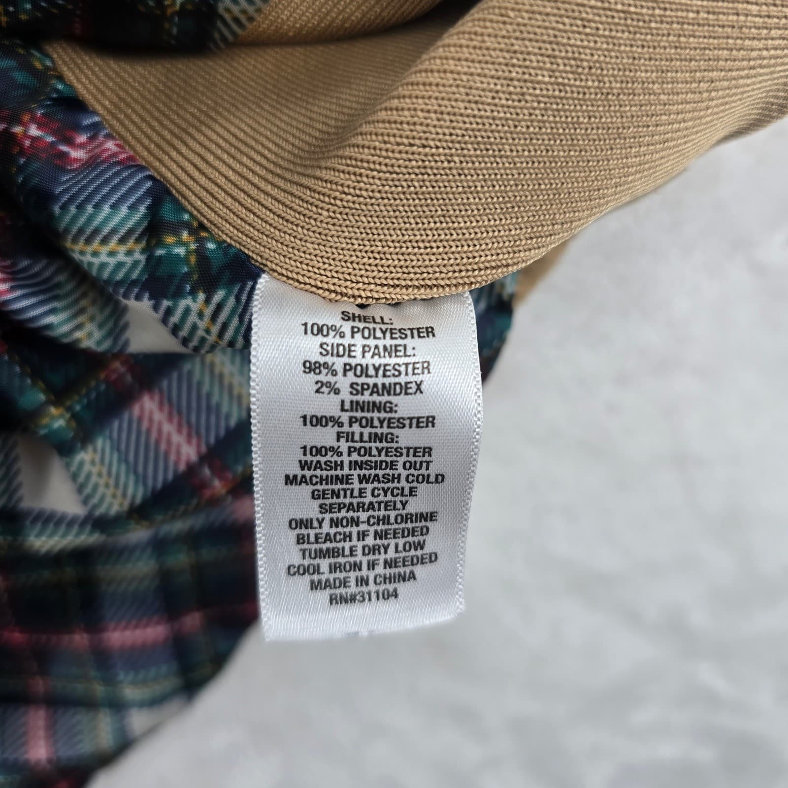 Kim Rogers Quilted Vest Womens PS Vest Tan Full Zip Plaid Lining Mock Neck - Thumbnail 4