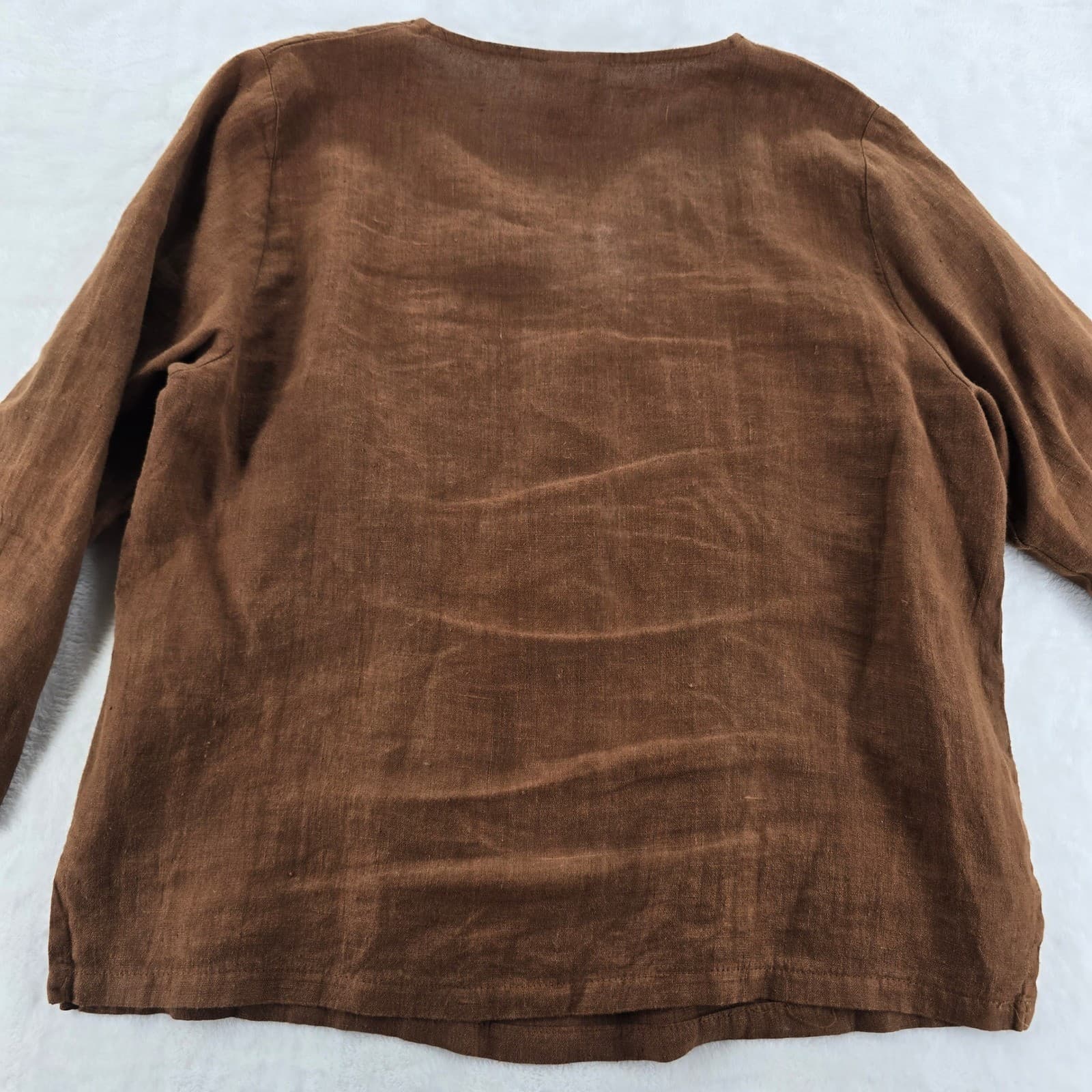 Hot Cotton Pant Set Womens Medium 3pc Linen Brown Animal Print Mixed Media - Thumbnail 11