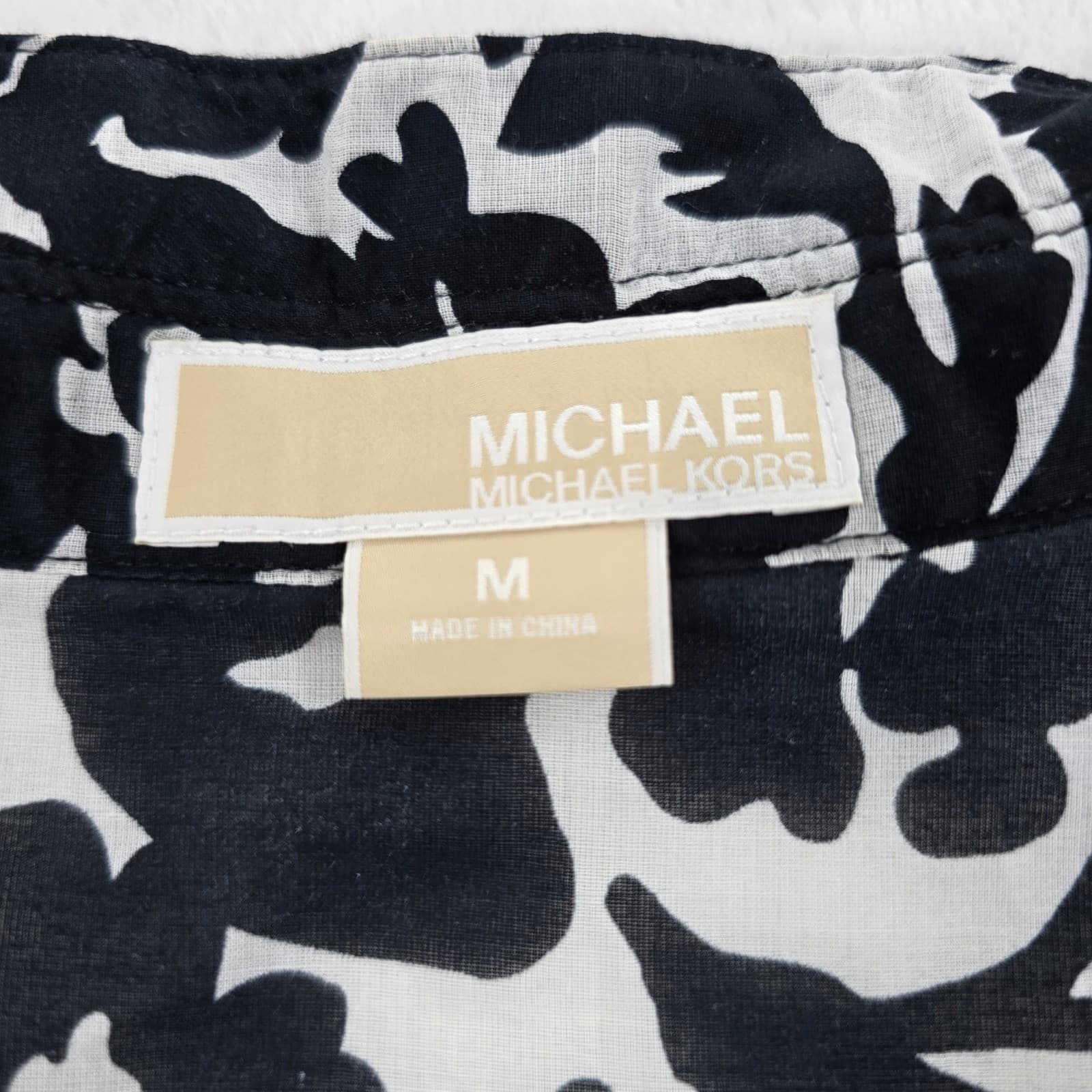 Leith Michael Kors Cardigan Womens M Duster Black White Floral Tunic 2pc Set - Thumbnail 7