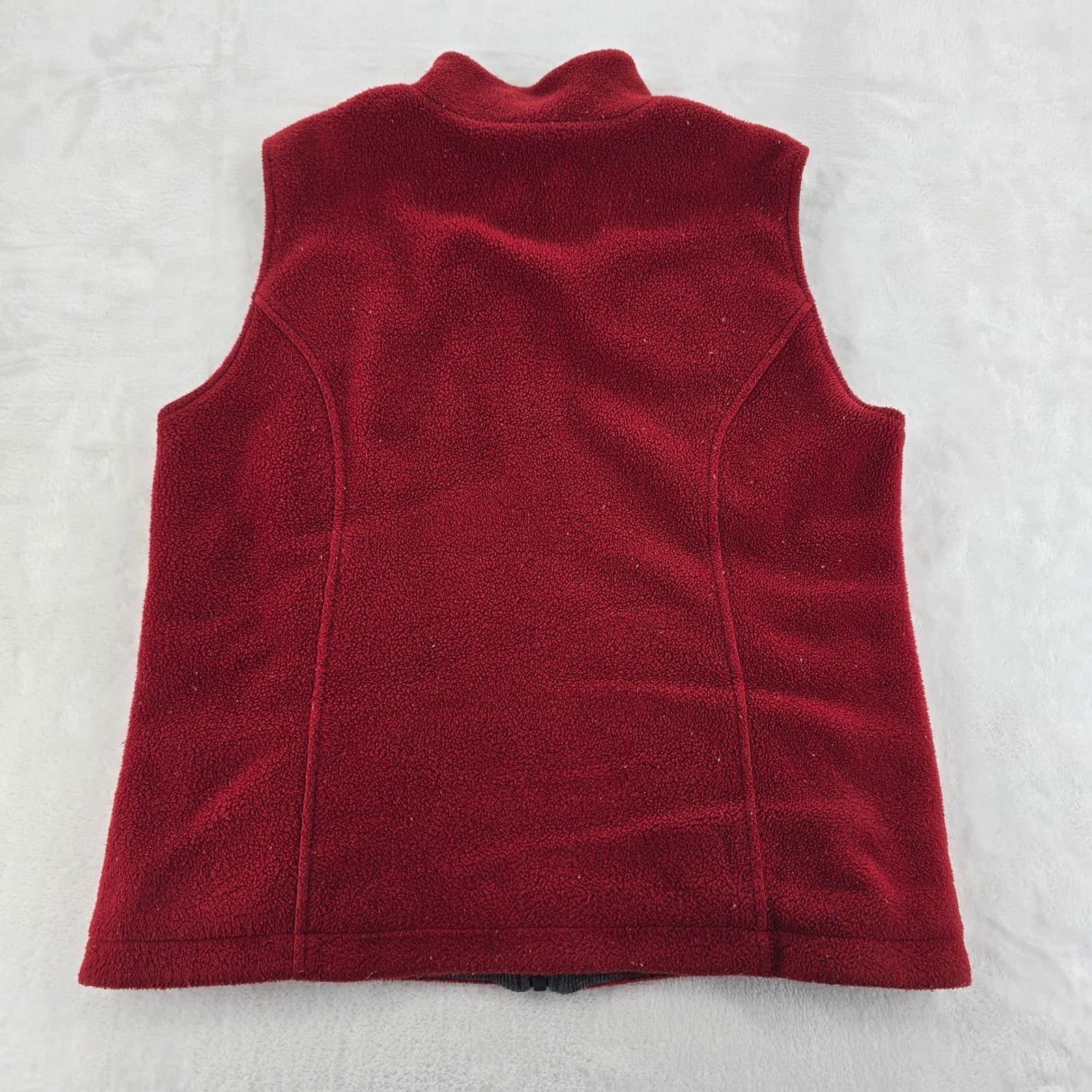 RuffHewn Fleece Vest Womens Medium Full Zip Burgundy Red Waffle Lined Pocket - Thumbnail 7