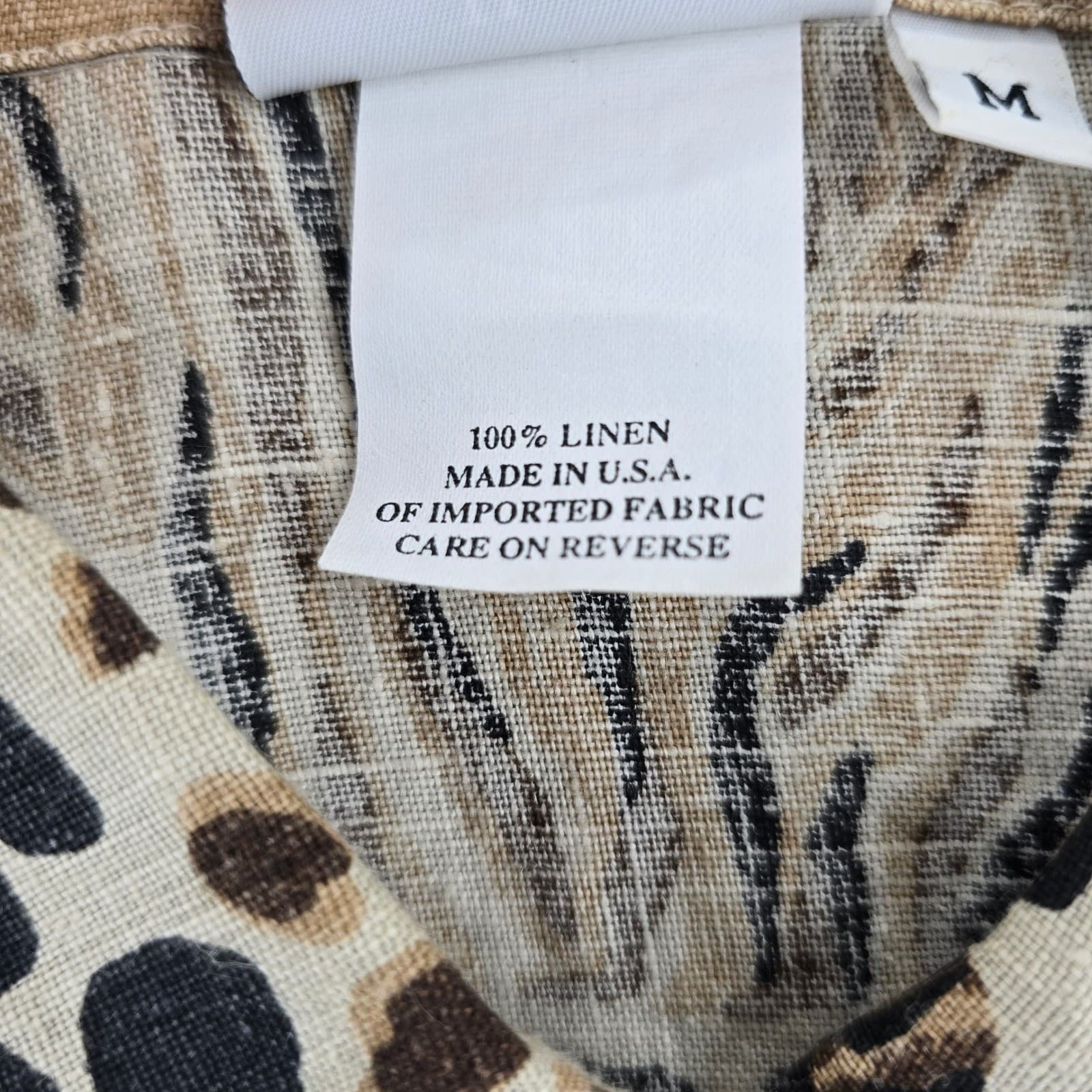 Hot Cotton Pant Set Womens Medium 3pc Linen Brown Animal Print Mixed Media - Thumbnail 3