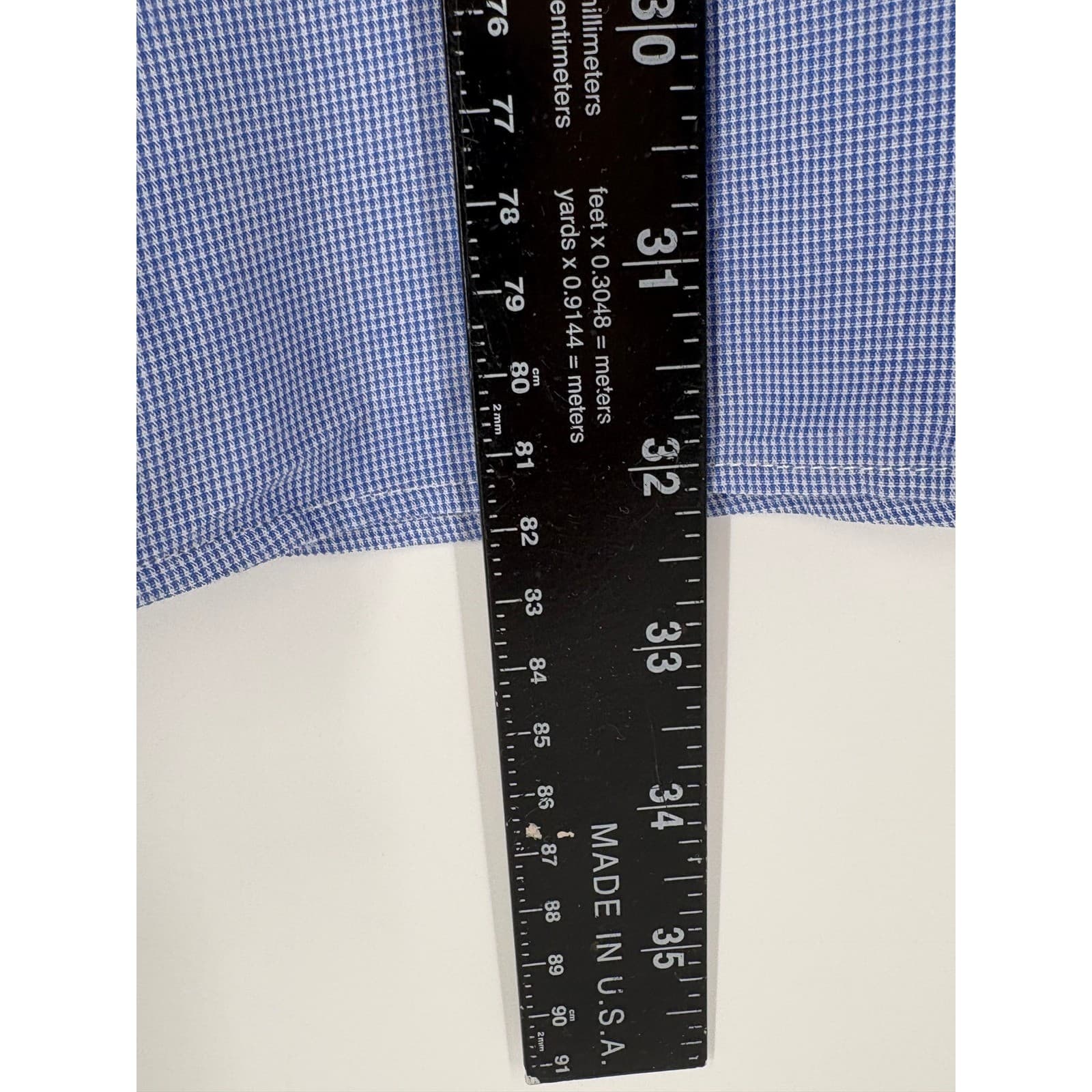 Lauren Ralph Lauren Shirt Mens 17 34/35 Button Down Blue Micro Check 100% Cotton - Thumbnail 2