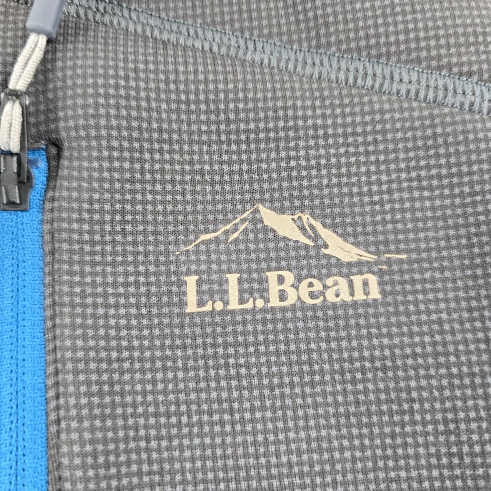 LL Bean Polartec 1/4 Zip Hoodie Mens Medium Fleece Pullover Blue Gray 500270 - Thumbnail 2