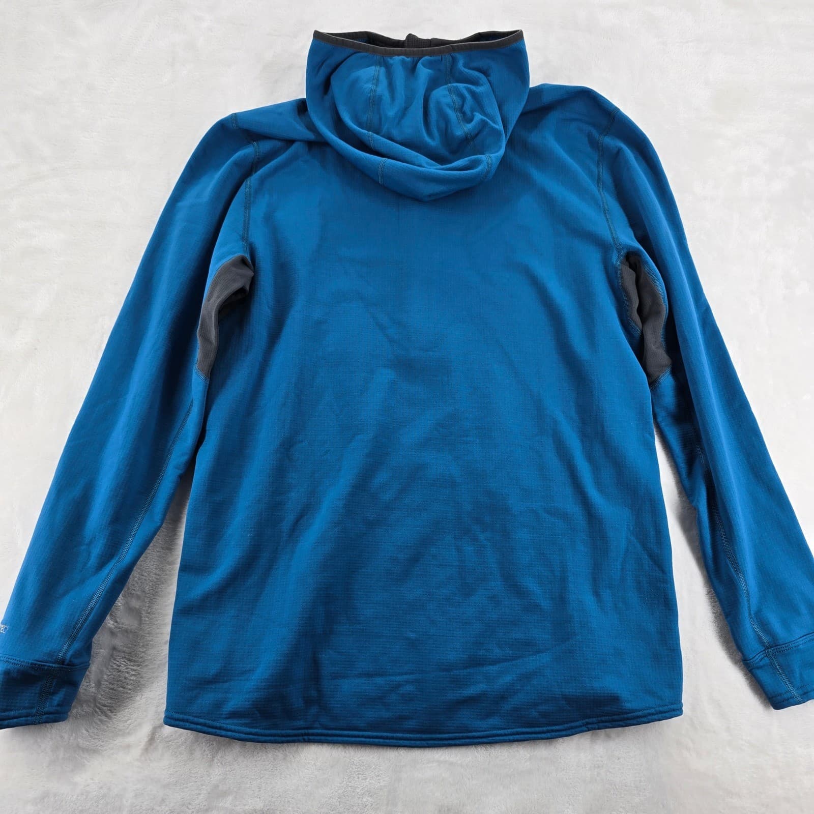 LL Bean Polartec 1/4 Zip Hoodie Mens Medium Fleece Pullover Blue Gray 500270 - Thumbnail 7