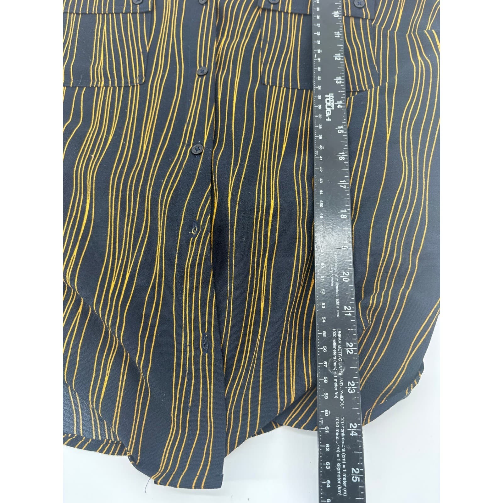 Jones New York Blouse Womens Medium Shirt Black Gold Striped Button Down 6099 - Thumbnail 6
