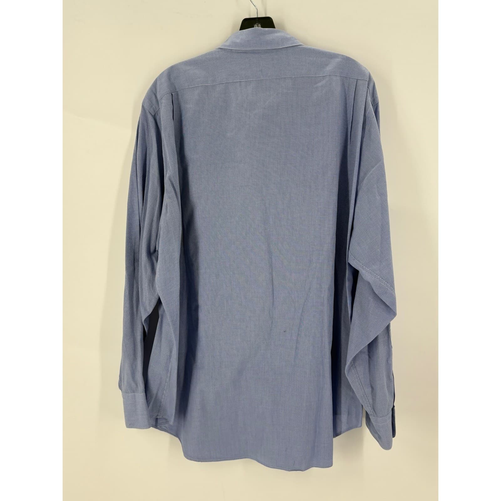 Lauren Ralph Lauren Shirt Mens 17 34/35 Button Down Blue Micro Check 100% Cotton - Thumbnail 3