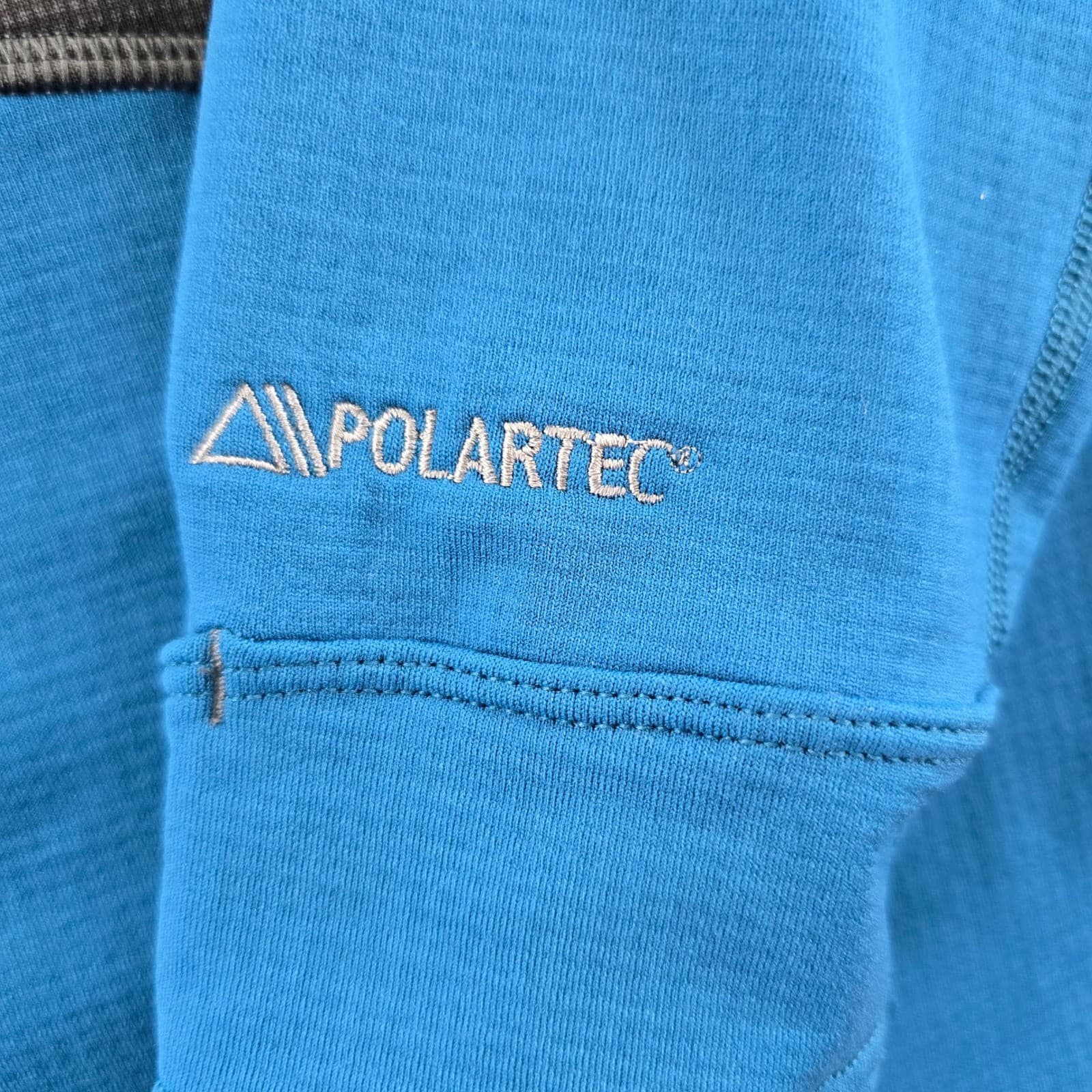LL Bean Polartec 1/4 Zip Hoodie Mens Medium Fleece Pullover Blue Gray 500270 - Thumbnail 3