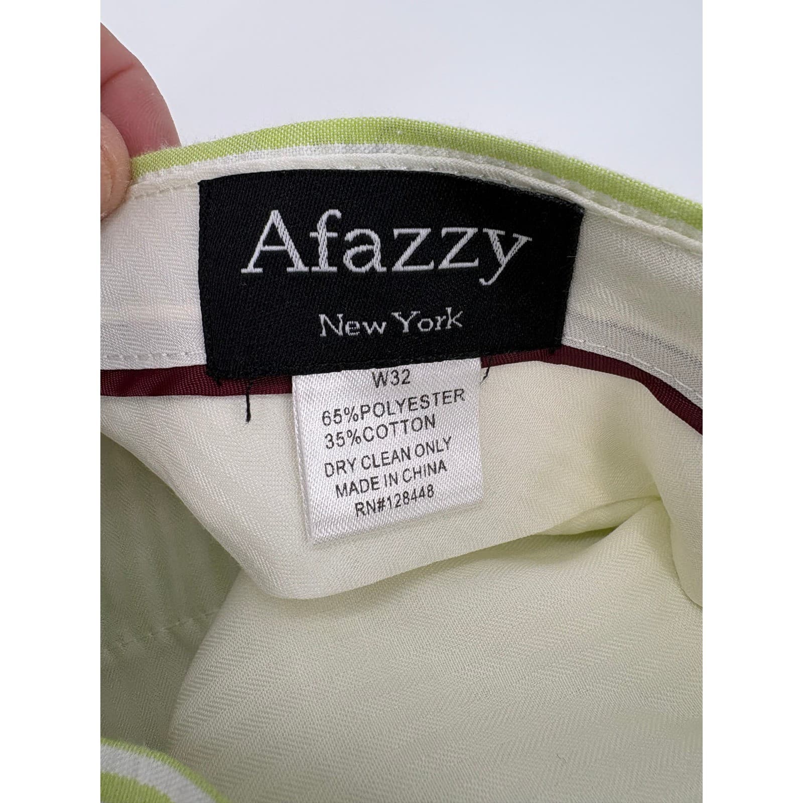 Afazzy New York Seersucker Stripe Shorts Green White W32 Casual Relaxed Fit - Thumbnail 2